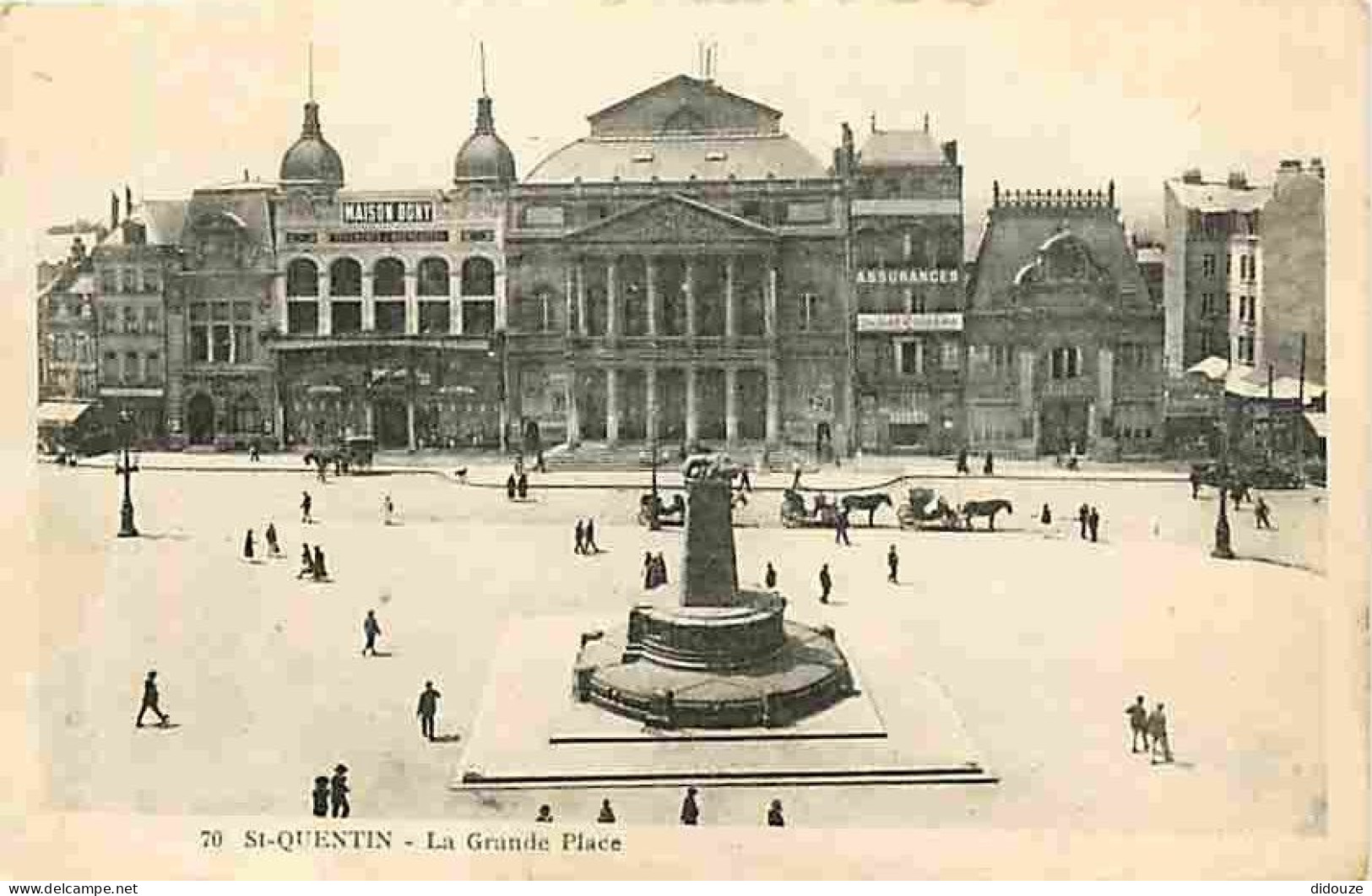 02 - Saint Quentin - La Grande Place - Animée - Calèche - Correspondance - CPA - Voir Scans Recto-Verso - Saint Quentin