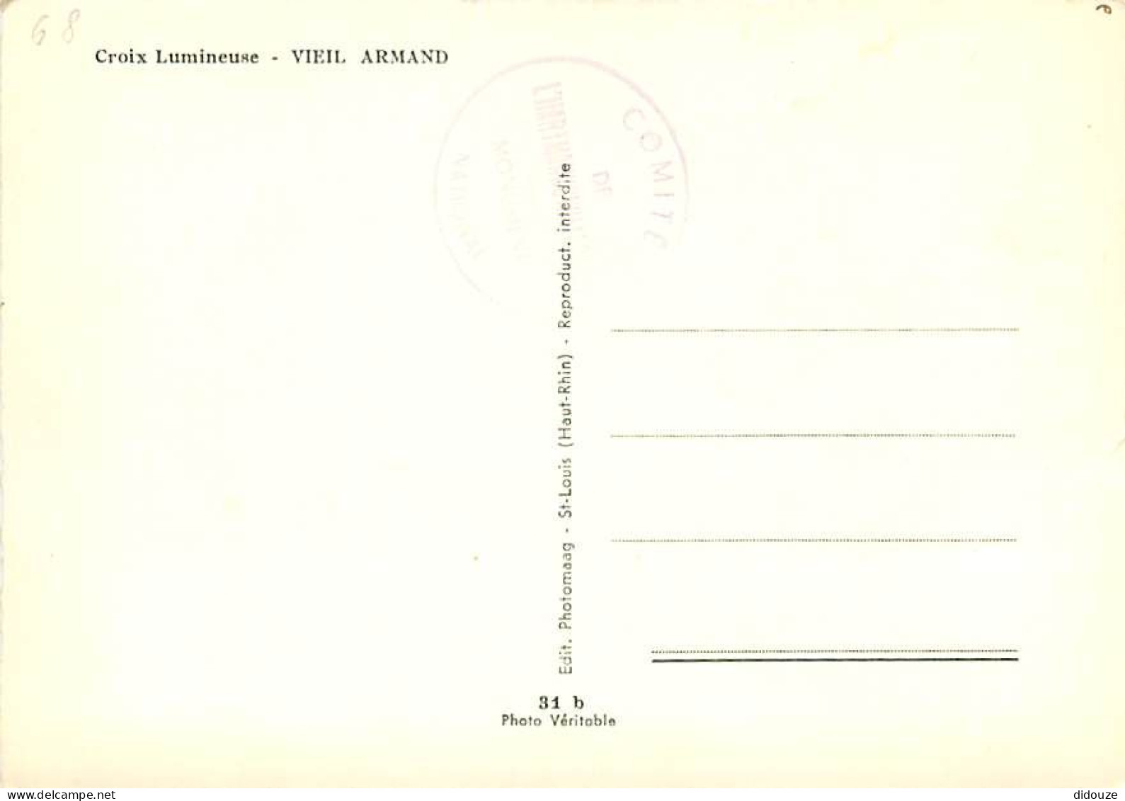 68 - Vieil Armand - Croix Lumineuse - Mention Photographie Véritable - CPSM Grand Format - Voir Scans Recto-Verso - Sonstige & Ohne Zuordnung