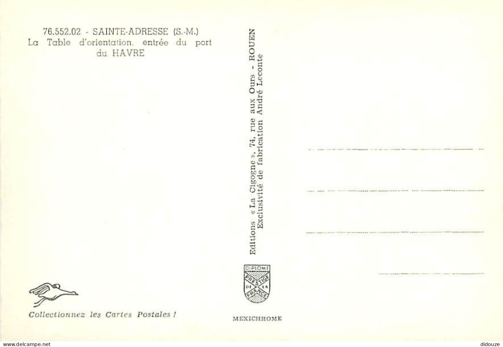 76 - Sainte Adresse - La Table D'orientation  Entrée Du Port Du Havre - Carte Neuve - CPM - Voir Scans Recto-Verso - Sainte Adresse