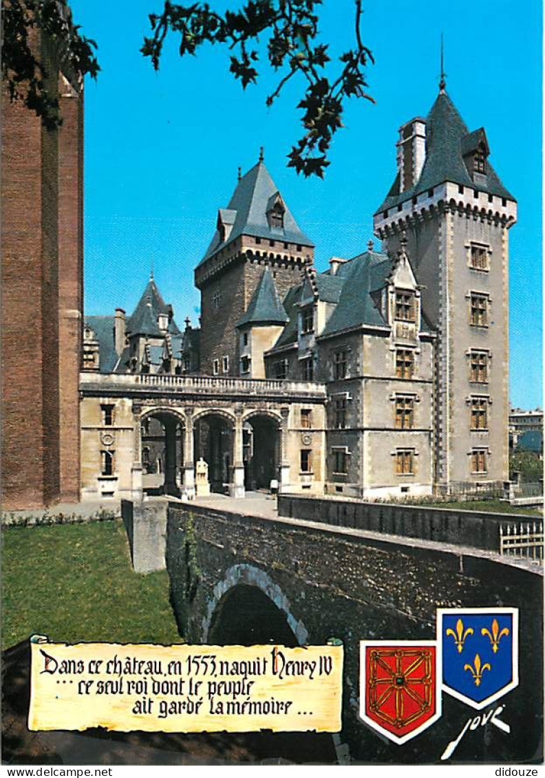 64 - Pau - Château Et Statue Du Roi Henri IV - Blasons - Carte Neuve - CPM - Voir Scans Recto-Verso - Pau