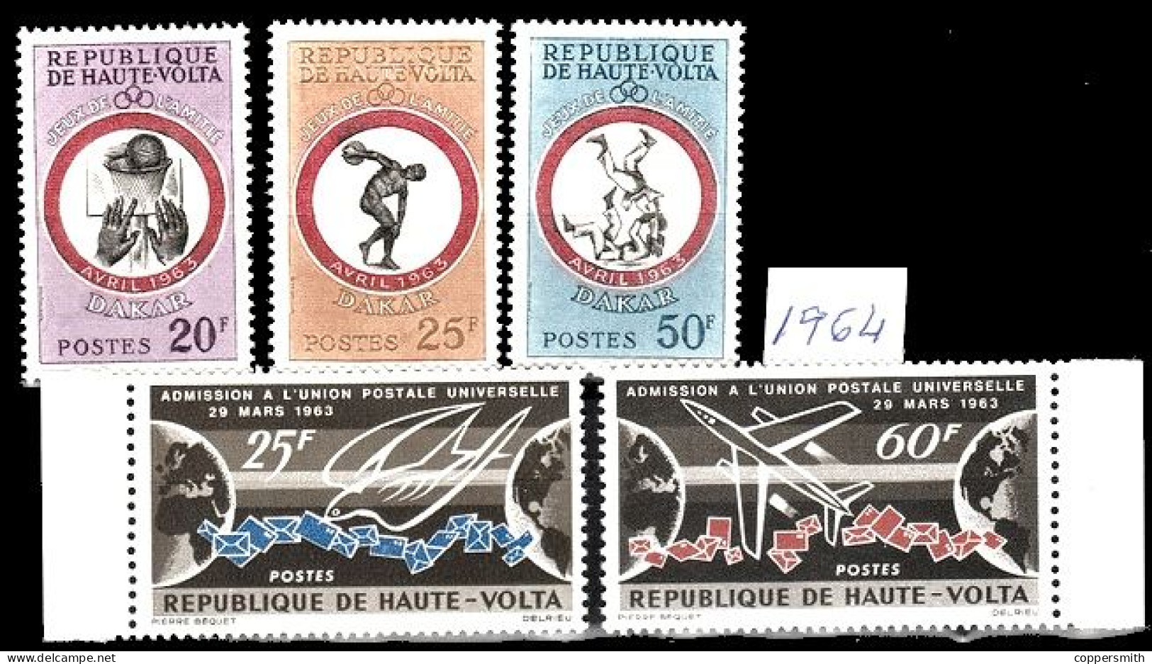 (046-47) Upper / Haute Volta / UPU Membership / Africa Games / Sport  ** / Mnh  Michel 117-19 + 146-47 - Haute-Volta (1958-1984)