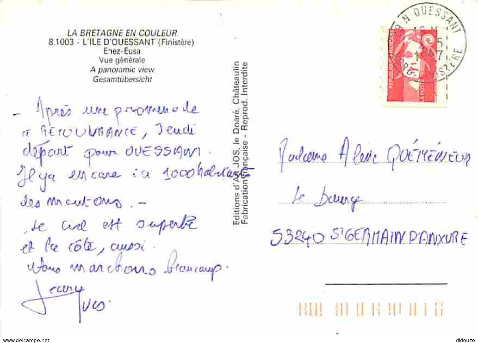 29 - Ile D'Ouessant - Vue Générale Aérienne - Voir Scans Recto Verso  - Ouessant