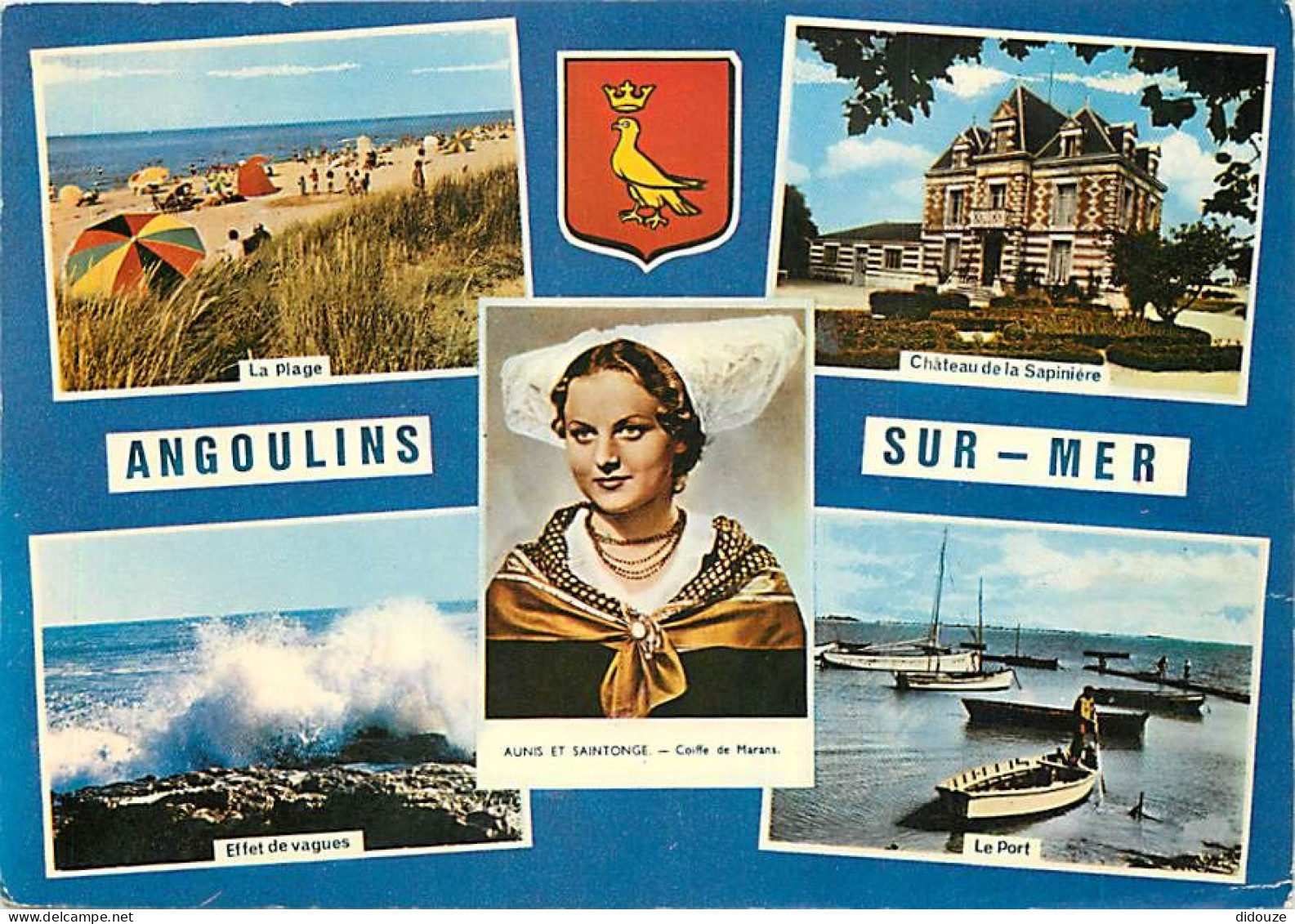 17 - Angoulins Sur Mer - Multivues - Plage - Folklore - Blasons - Effet De Vagues - Flamme Postale De La Rochelle - CPM  - Angoulins