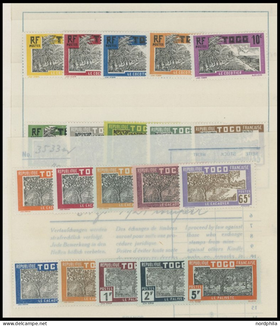 TOGO **,* , 1921-42, fast nur postfrische Partie mit einigen Blockstücken, fast nur Prachterhaltung