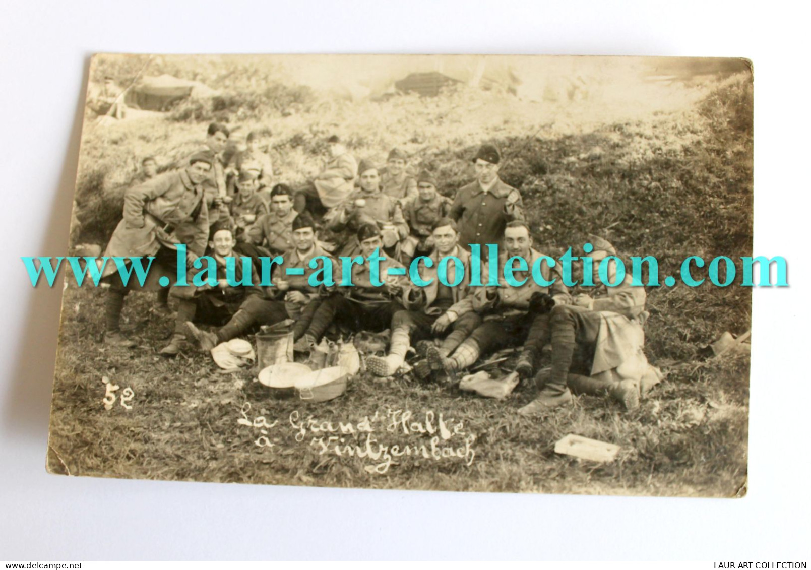 CPA PHOTO MILITARIA GUERRE 1914 REGIMENT POILU SOLDAT MILITAIRE HALTE VINTZEMBACH, CARTE POSTALE ANCIEN POSTCARD (1303.5 - Guerra 1914-18