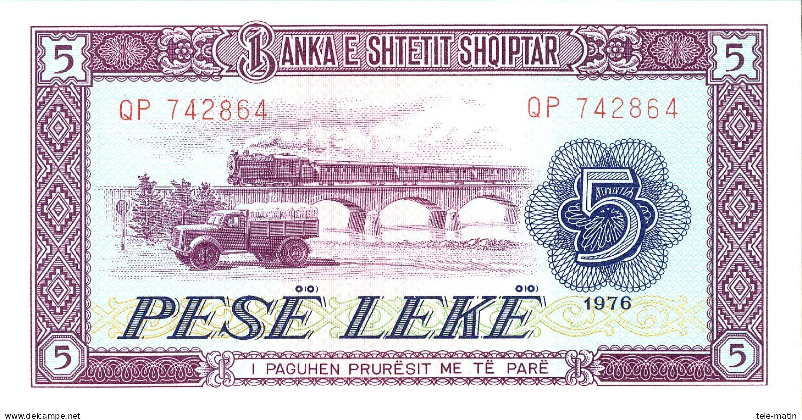 6 Billets De L'Albanie De 1957 A 1976 - Albanië