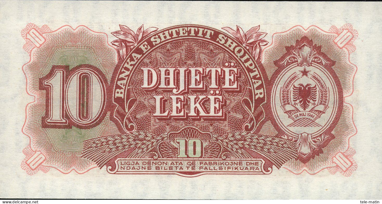 6 billets de l'Albanie de 1957 a 1976