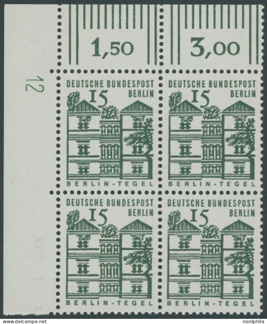 BERLIN 243DZ **, 1964, 15 Pf. Schloss Tegel Mit Druckereizeichen 12, Pracht, Mi. 60.- - Neufs