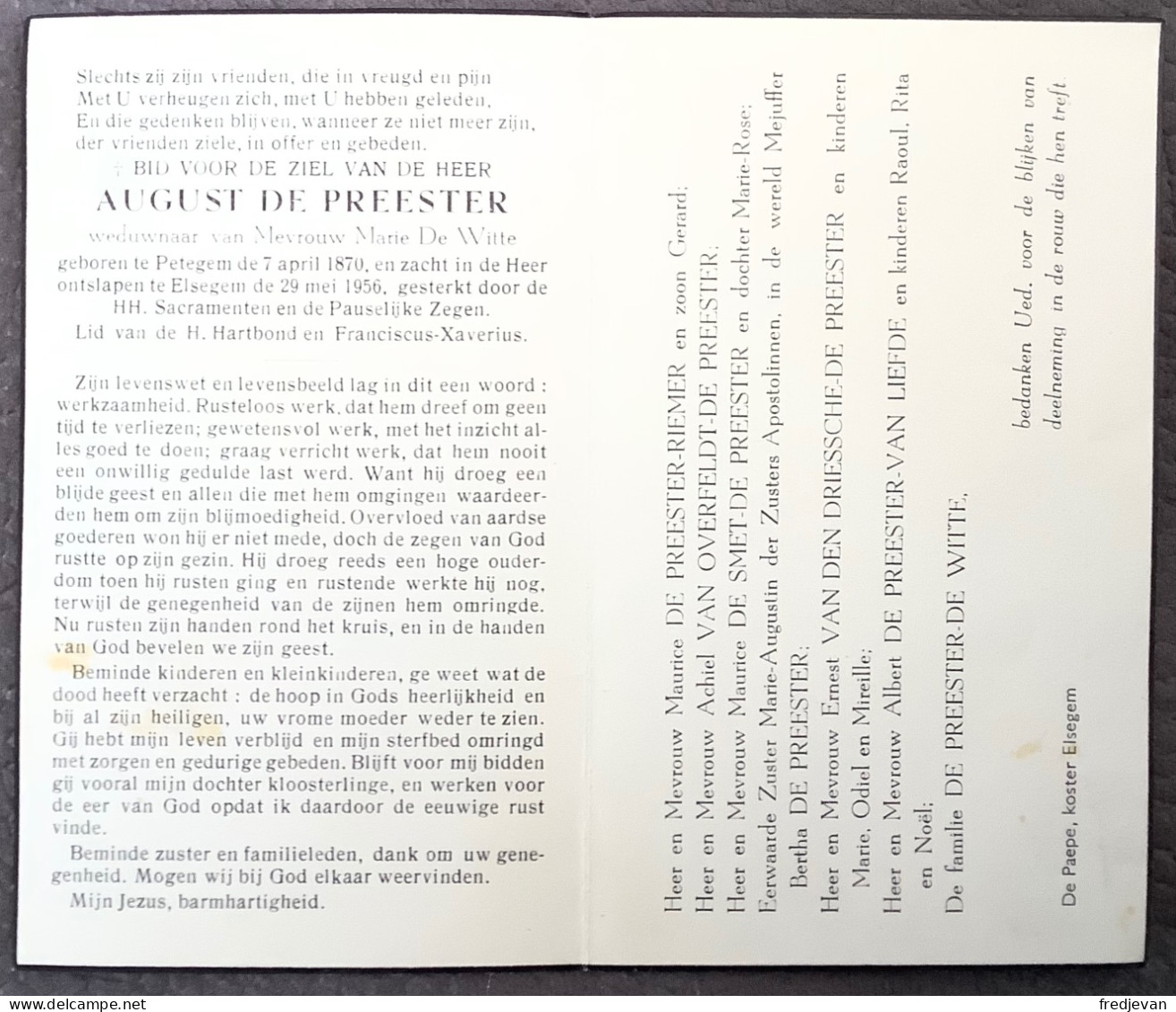 August De Preester - Petegem - 1870 / 1956 - Santini