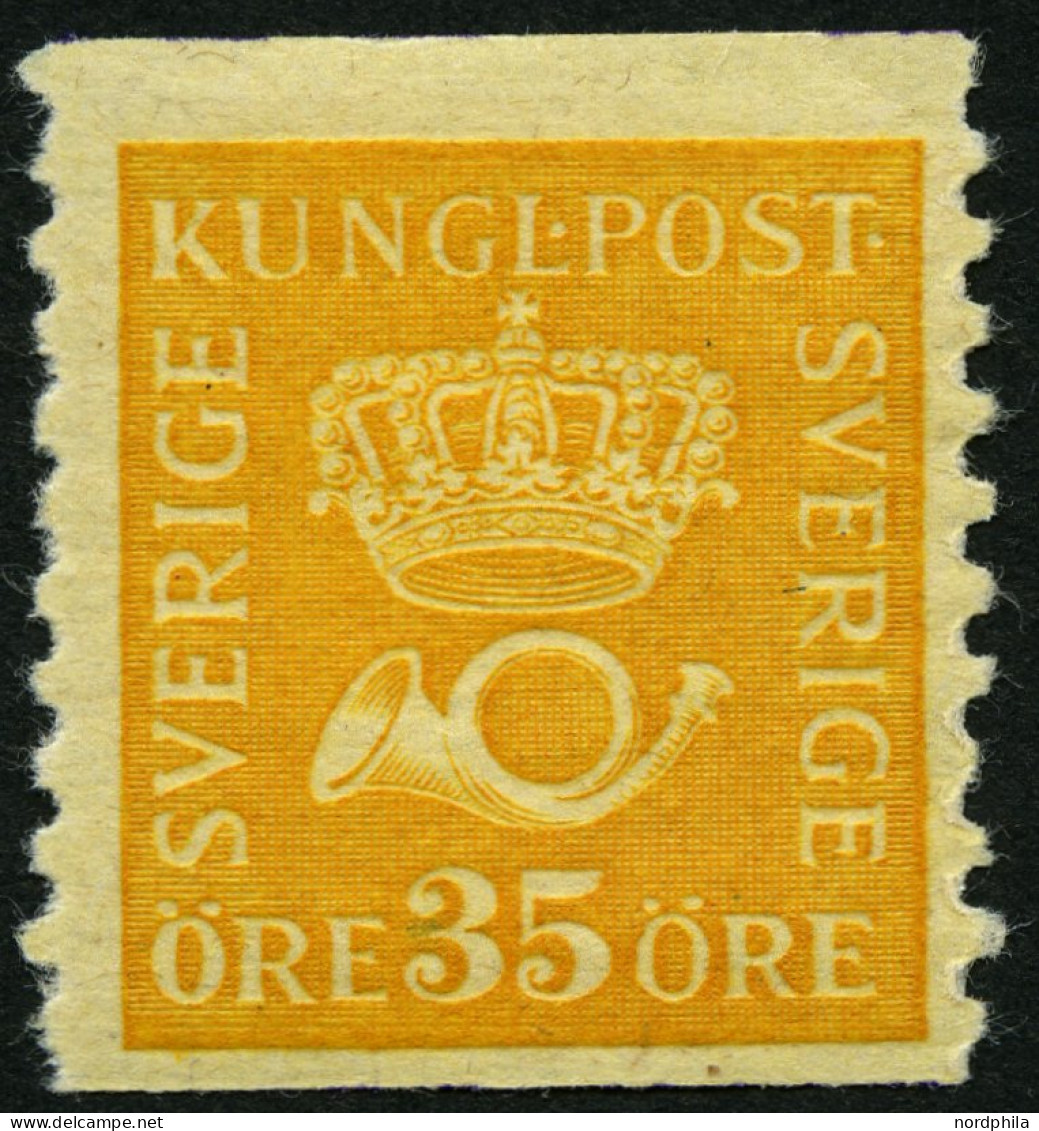 SCHWEDEN 189I/II *, 1925, 35 Ö. Orangegelb, Getöntes Papier, Type II, Falzreste, Pracht - Used Stamps