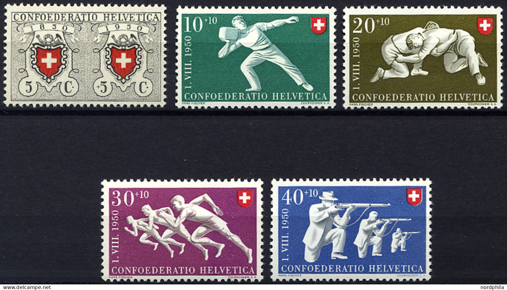 SCHWEIZ BUNDESPOST 545-49 **, 1950, Pro Patria, Prachtsatz, Mi. 25.- - Unused Stamps