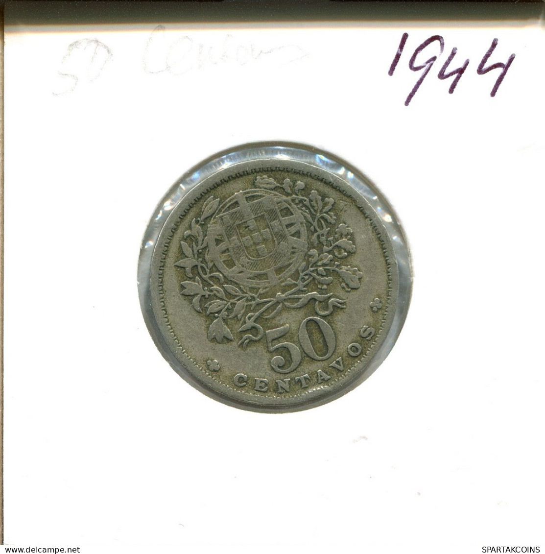 50 CENTAVOS 1944 PORTUGAL Coin #AT292.U.A - Portugal