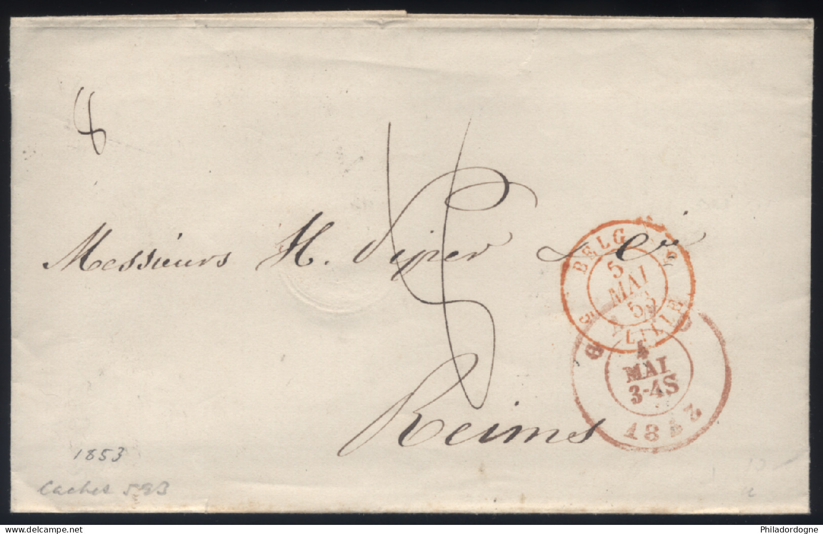 Belgique - LsC Gand Pour Reims Belque Lille Par Mouscron Et Paris - 04/05/1853 - Other & Unclassified