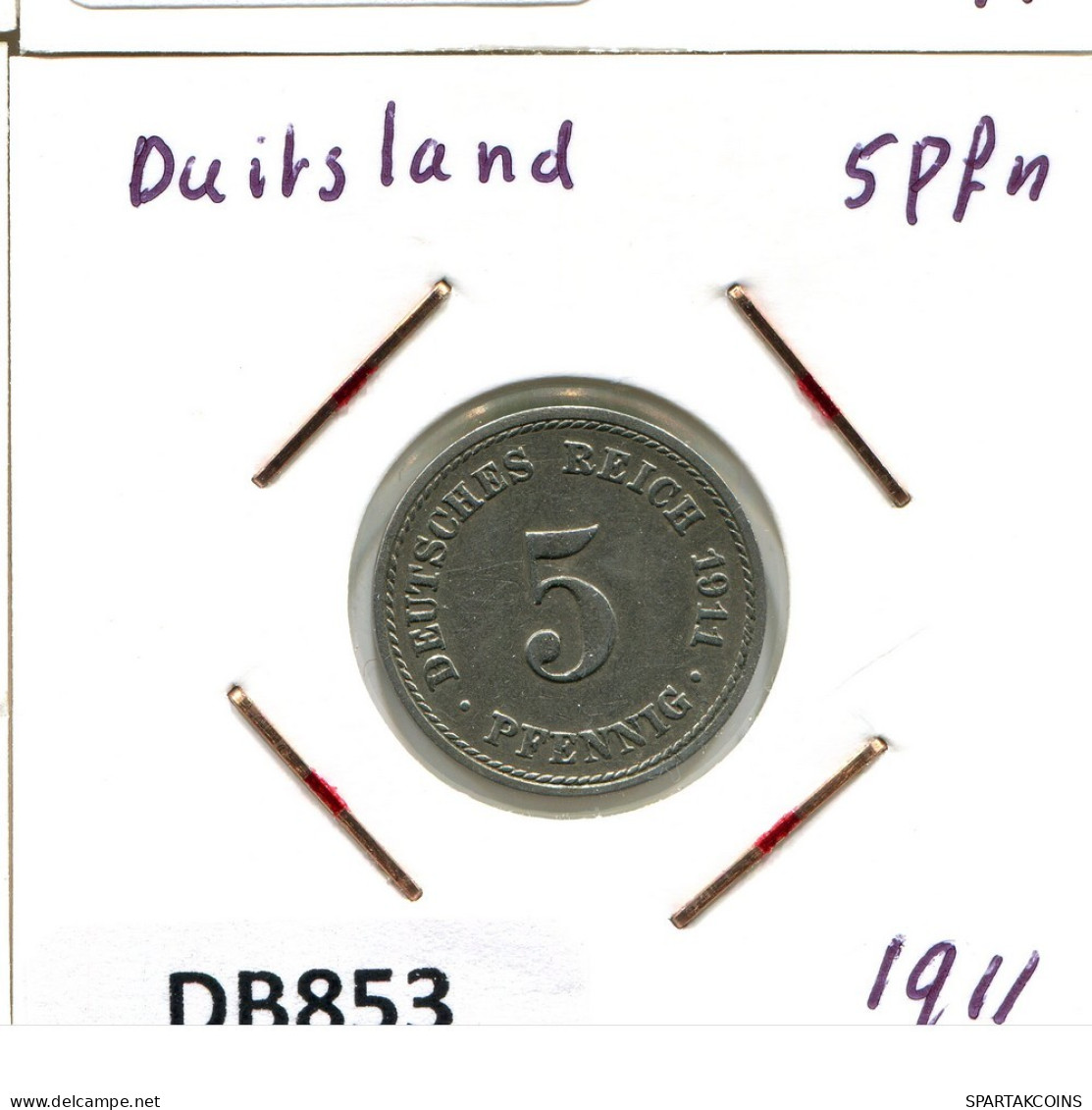 5 PFENNIG 1911 A DEUTSCHLAND Münze GERMANY #DB853.D.A - 5 Pfennig