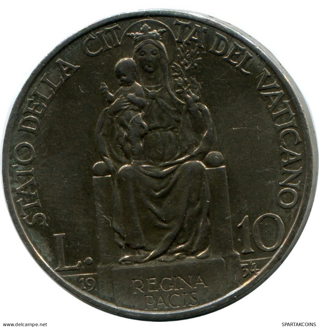 10 LIRE 1934 VATIKAN VATICAN Münze Pius XI (1922-1939) SILBER #AH306.16.D.A - Vatican