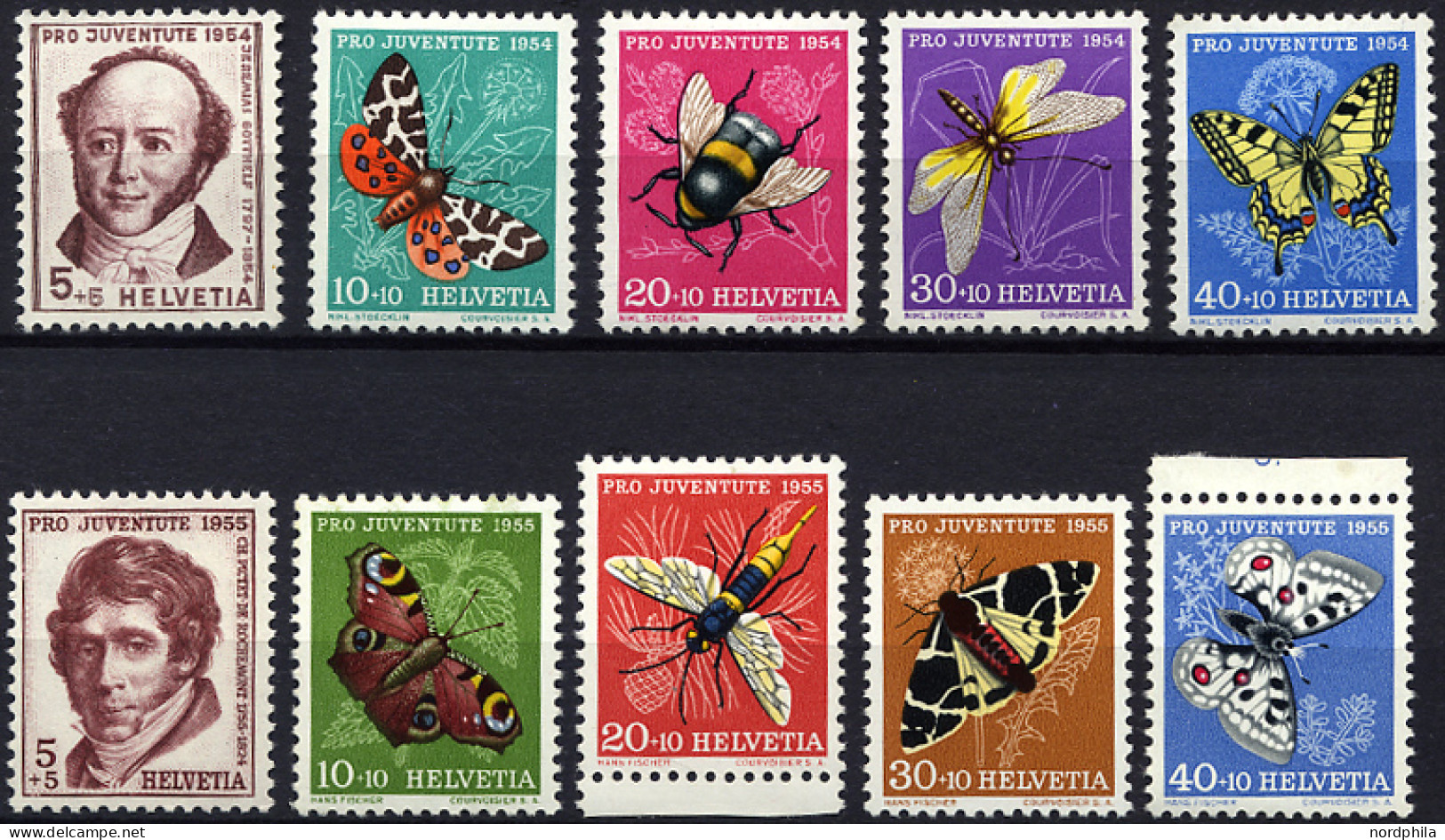 SCHWEIZ BUNDESPOST 602-06,618-22 **, 1954/5, Pro Juventute, 2 Prachtsätze, Mi. 27.- - Used Stamps