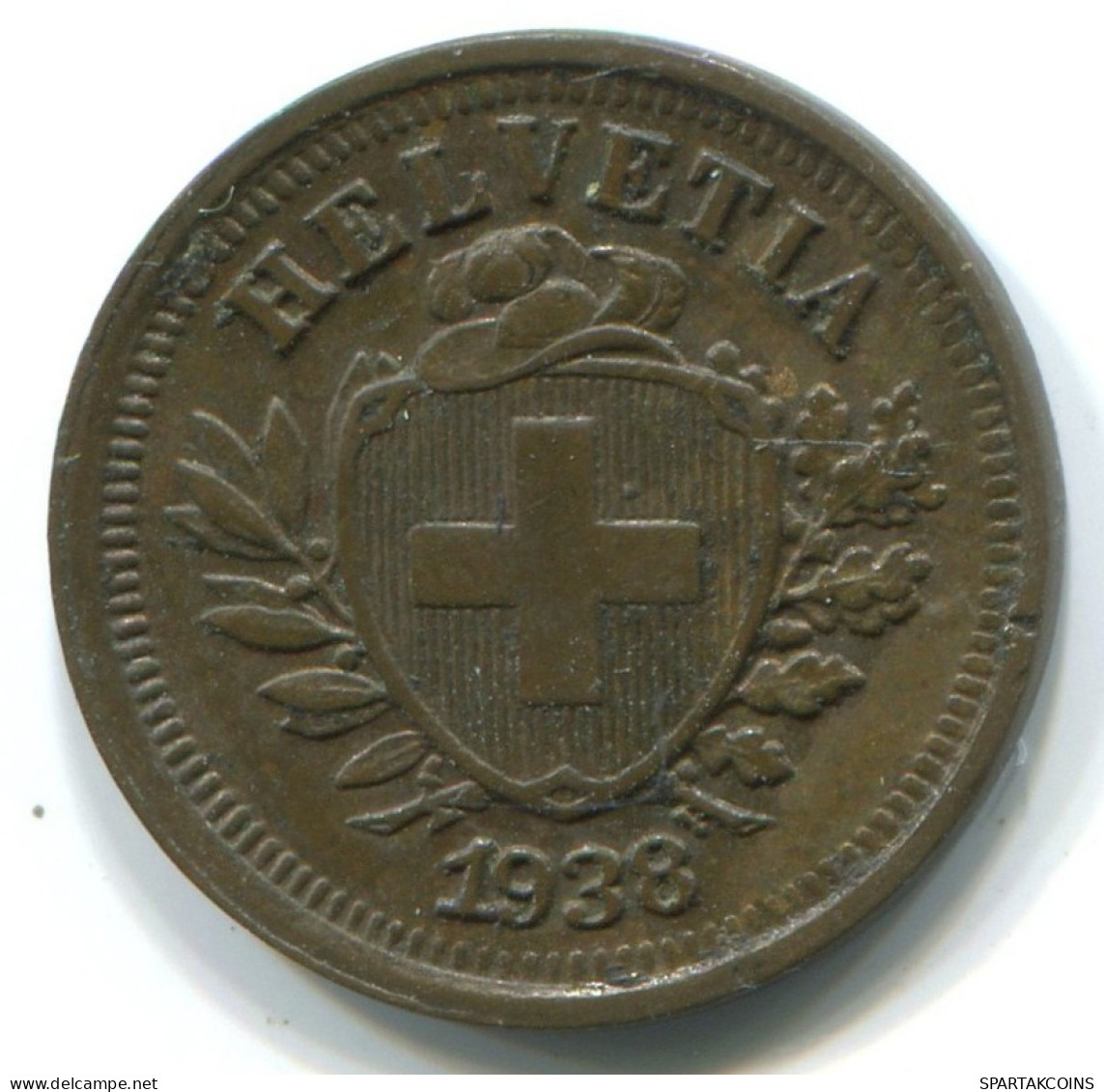 1 RAPPEN 1938 SCHWEIZ SWITZERLAND Münze #WW1134.D.A - Sonstige & Ohne Zuordnung