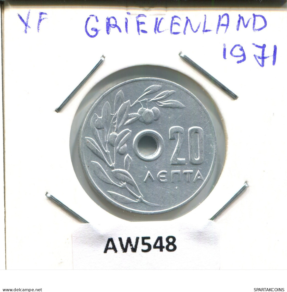 20 LEPTA 1971 GRIECHENLAND GREECE Münze #AW548.D.A - Grecia