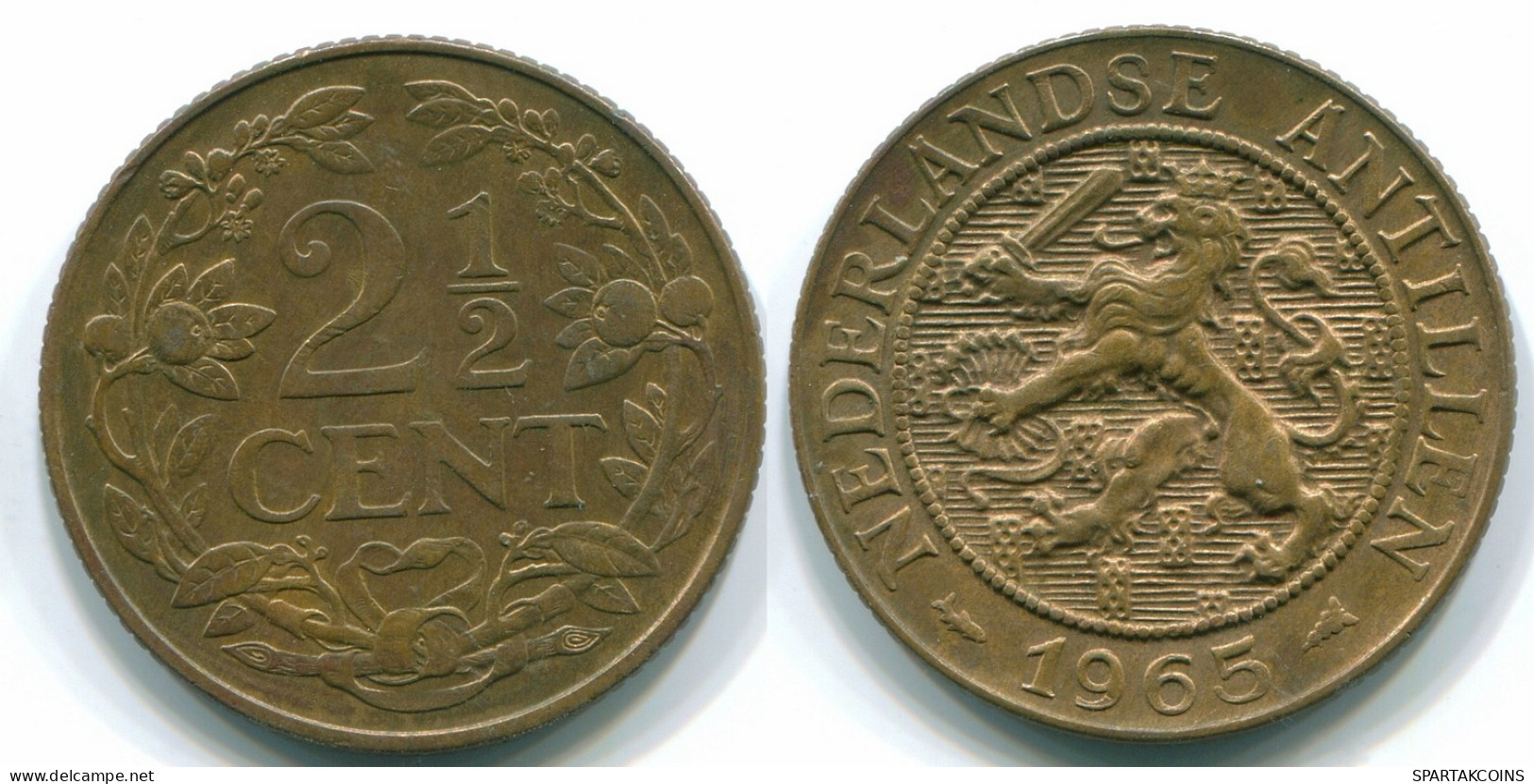 2 1/2 CENT 1965 CURACAO Netherlands Bronze Colonial Coin #S10244.U.A - Curaçao