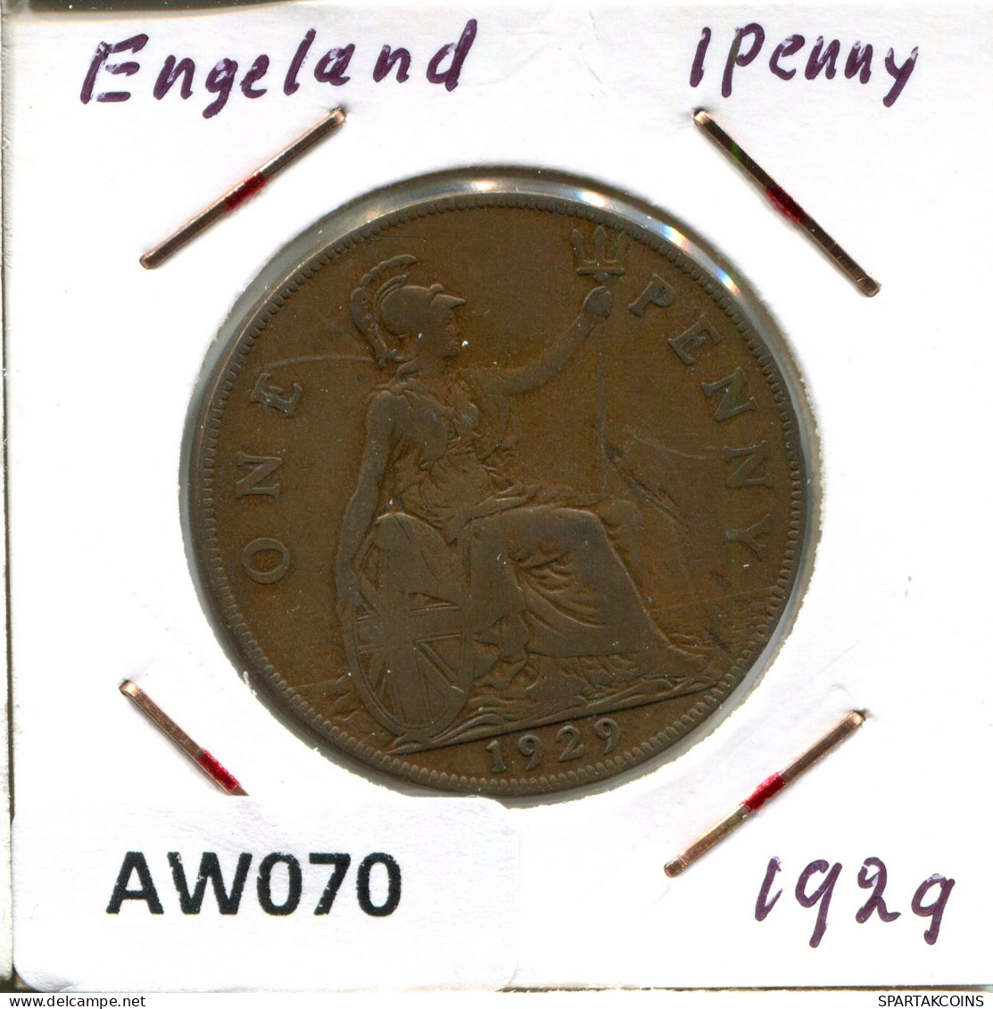 PENNY 1929 UK GBAN BRETAÑA GREAT BRITAIN Moneda #AW070.E.A - D. 1 Penny