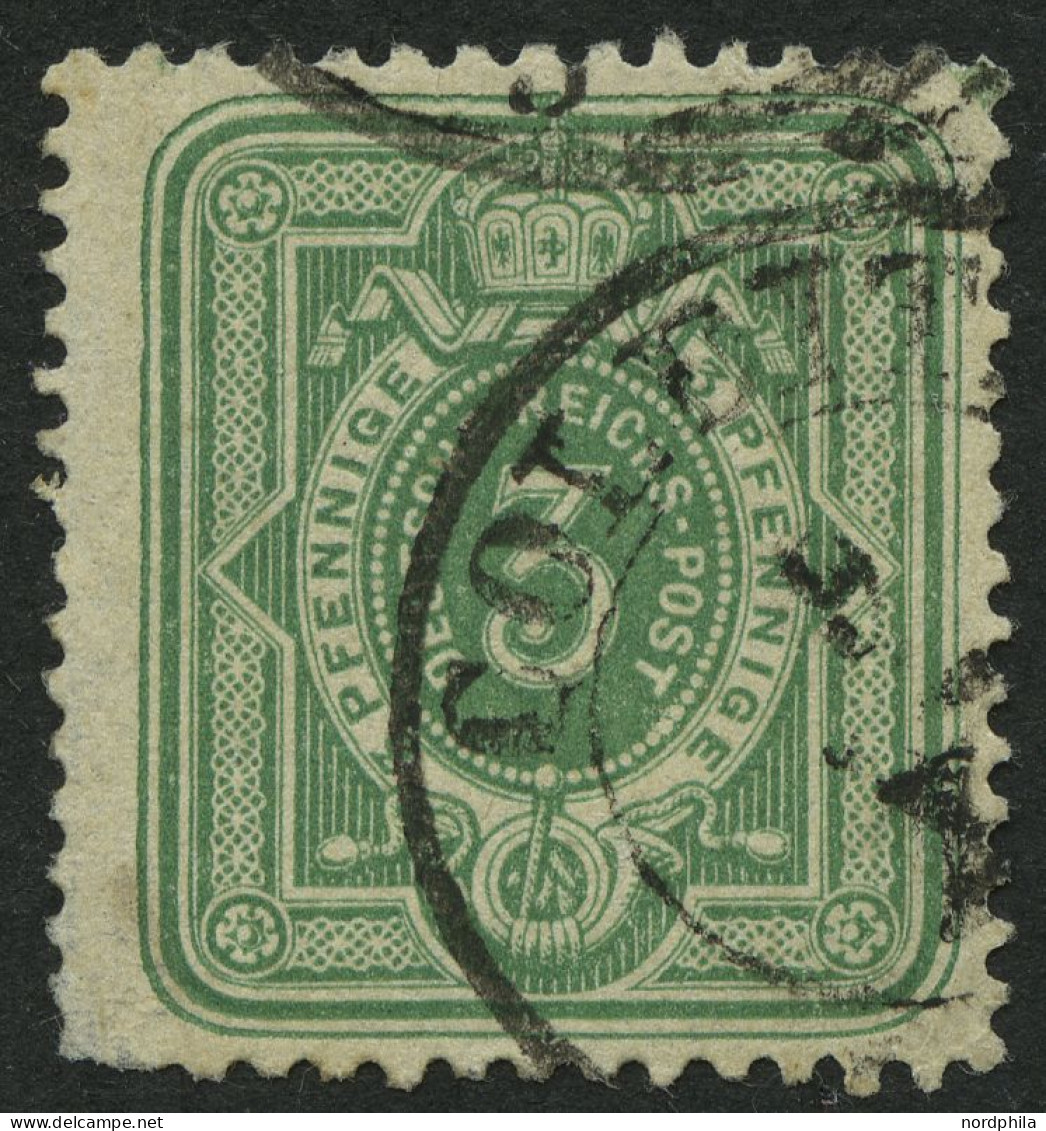 Dt. Reich 31aB O, 1875, 3 Pfe. Grün, Breite Marke, Feinst (stumpfe Ecke), Gepr. Zenker, Mi. 110.- - Usati