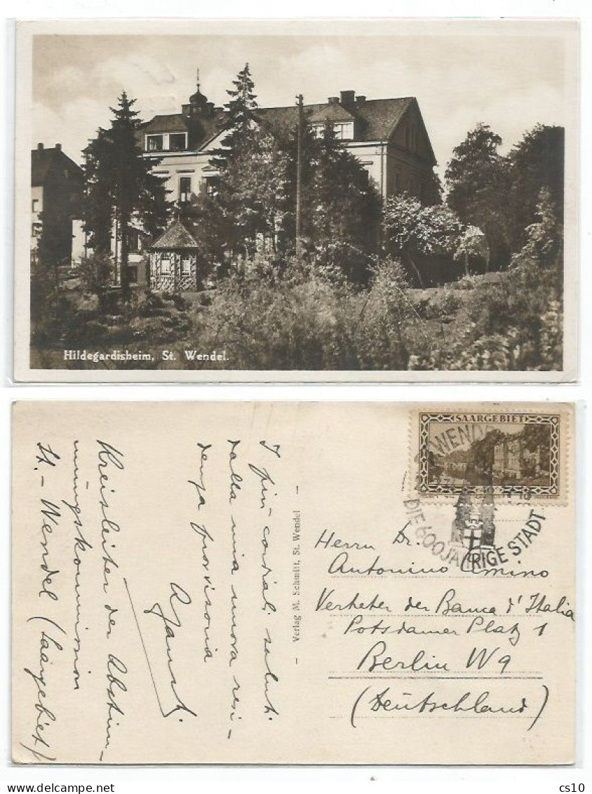 Saar Hildegardisheim St.wendel Pcard 23jul1934 - Special PMK + Saargebiet Landscapes C.40 Solo Franking - Autres & Non Classés