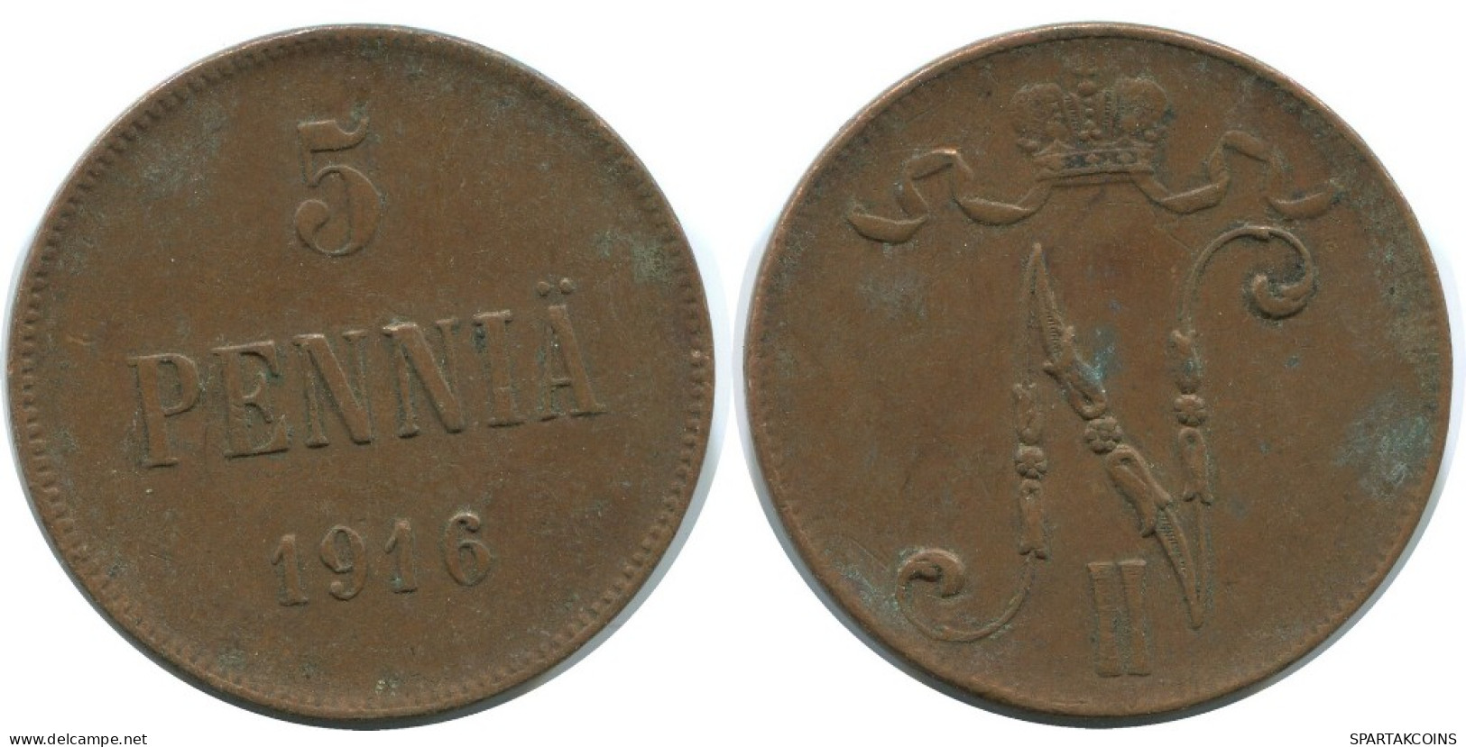 5 PENNIA 1916 FINLANDIA FINLAND Moneda RUSIA RUSSIA EMPIRE #AB196.5.E.A - Finland