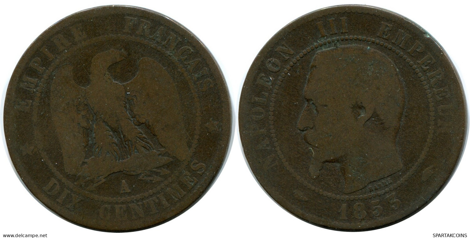 10 CENTIMES 1853 A FRANCIA FRANCE Moneda #BA955.E.A - 10 Centimes