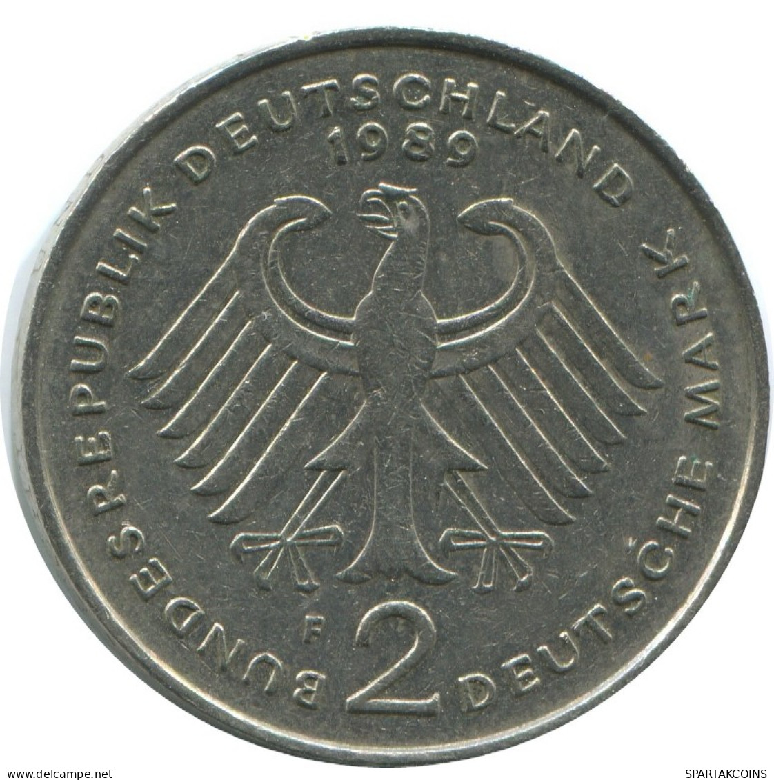 2 DM 1989 F K.SCHUMACHER WEST & UNIFIED GERMANY Coin #AG250.3.U.A - 2 Marcos