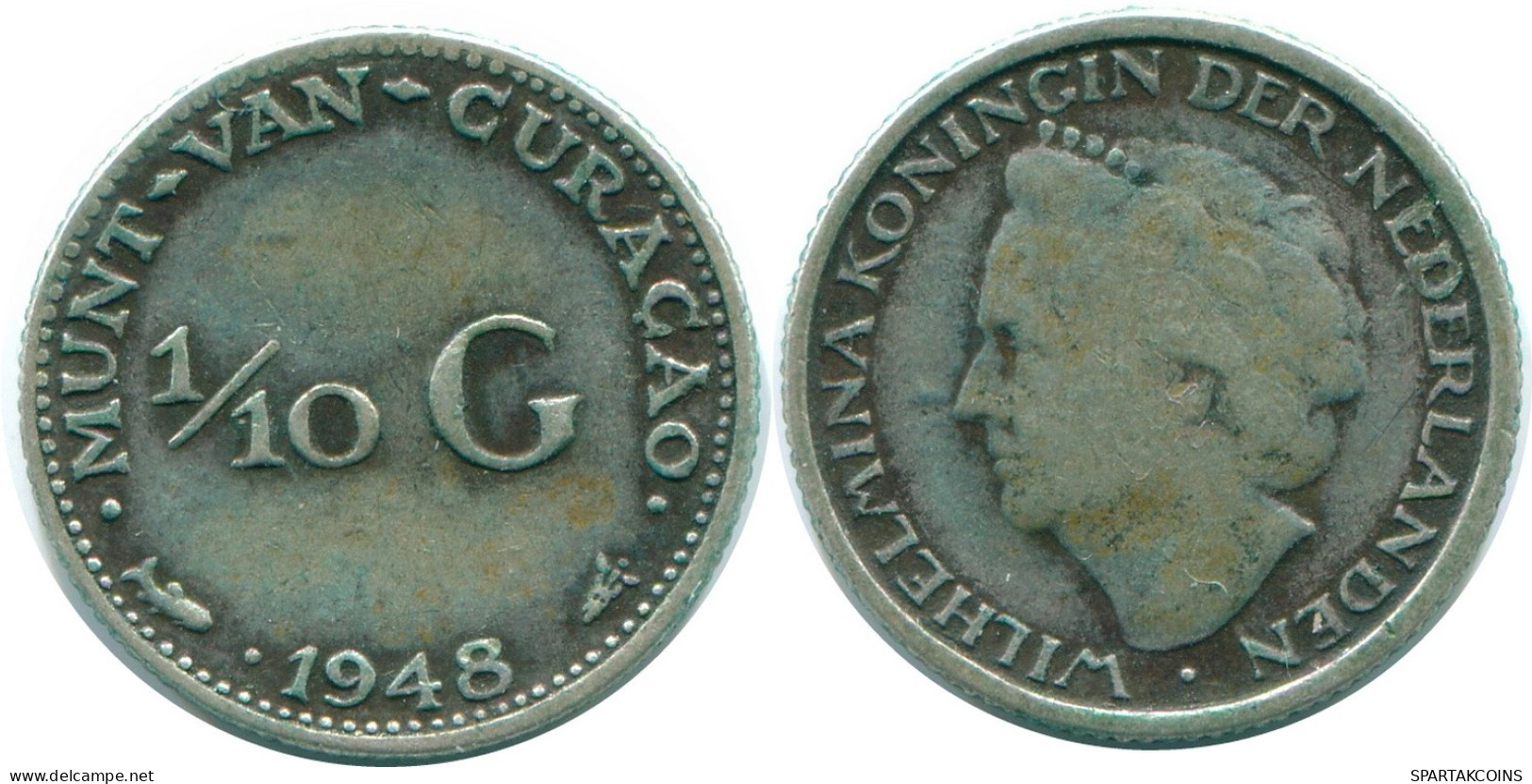 1/10 GULDEN 1948 CURACAO Netherlands SILVER Colonial Coin #NL11998.3.U.A - Curaçao