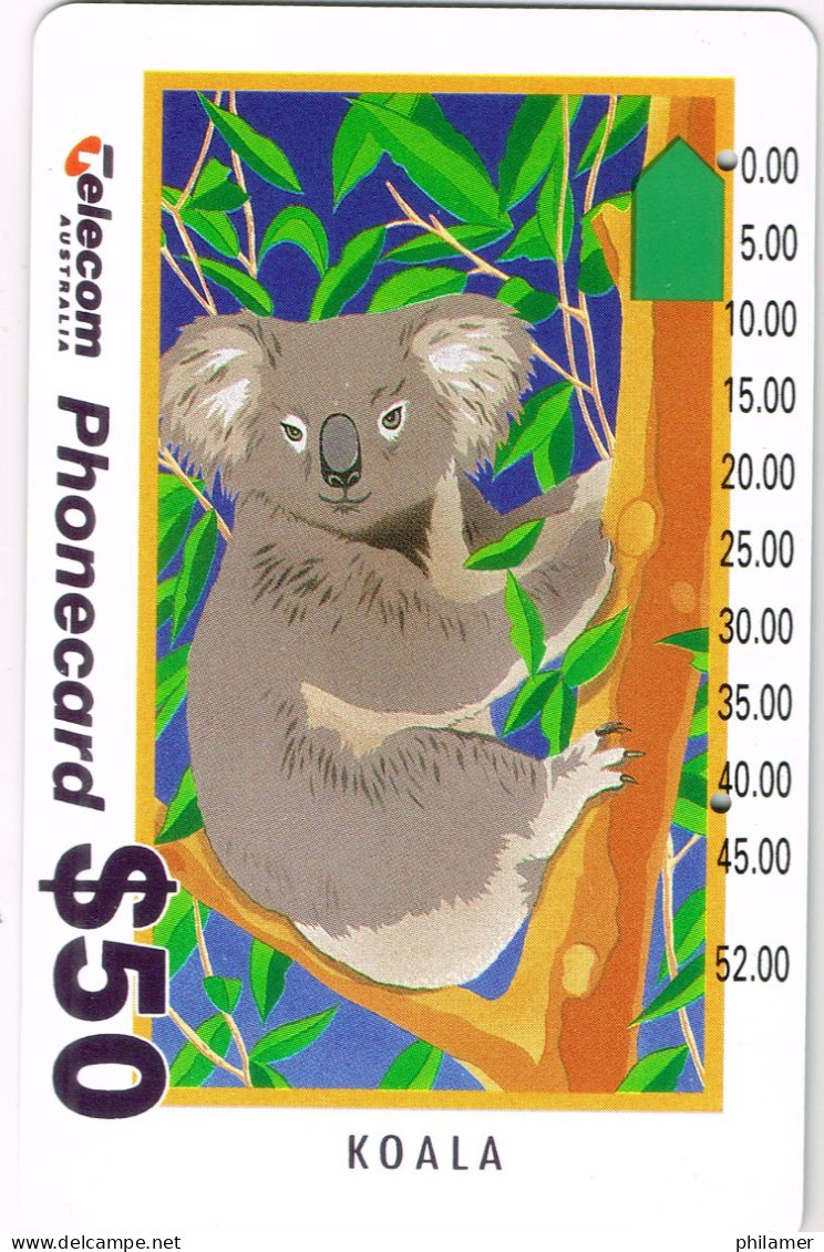 Australie Australia NORFOLK TELECOM Telecarte Phonecard Carte A Trous KOALA MARSUPIAL 50 $ UT  BE - Australia