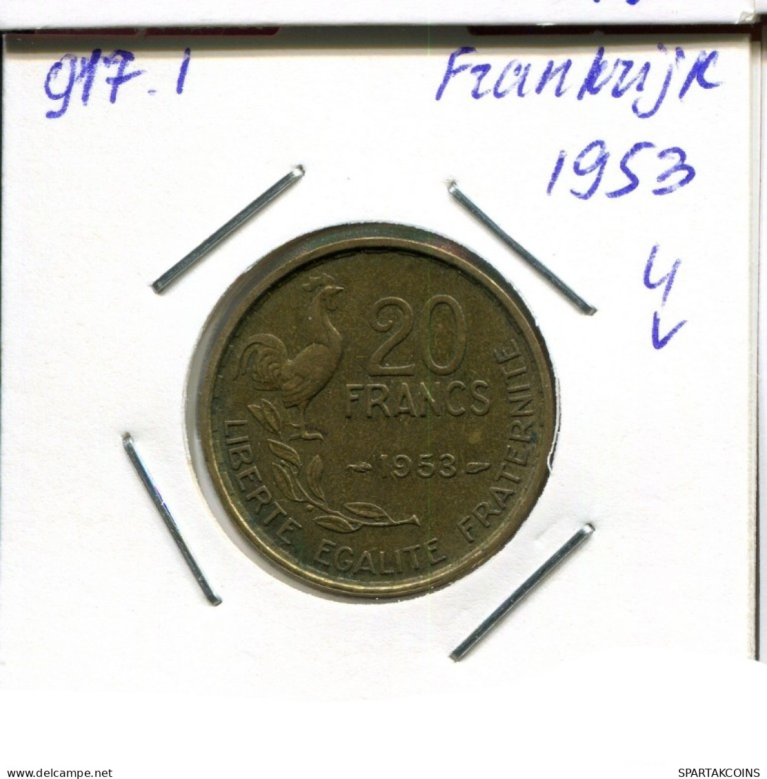 20 FRANCS 1953 FRANKREICH FRANCE Französisch Münze #AN467.D.A - 20 Francs
