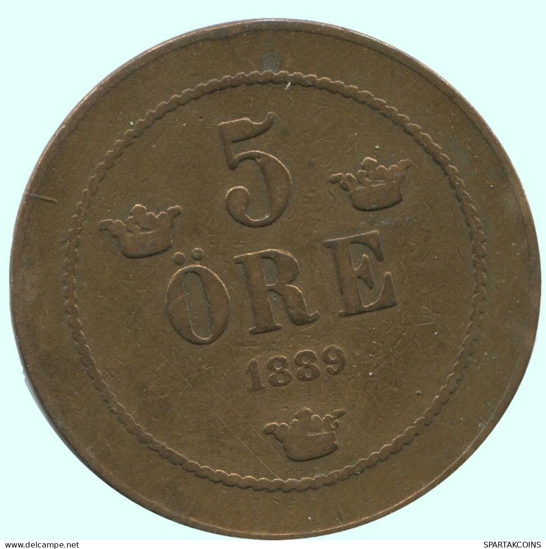 5 ORE 1889 SWEDEN Coin #AC629.2.U.A - Suède