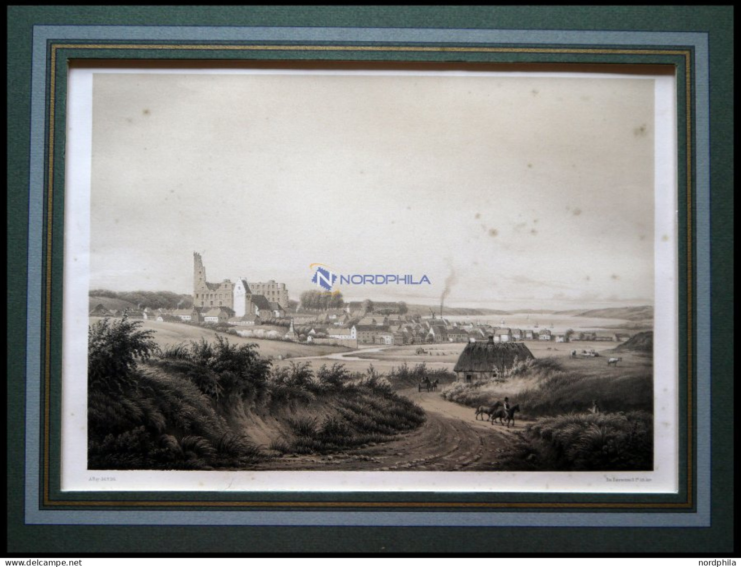 KOLDING (Kolding), Gesamtansicht, Lithographie Mit Tonplatte Von Alexander Nay Bei Emil Baerentzen, 1856, Leicht Stockfl - Lithografieën