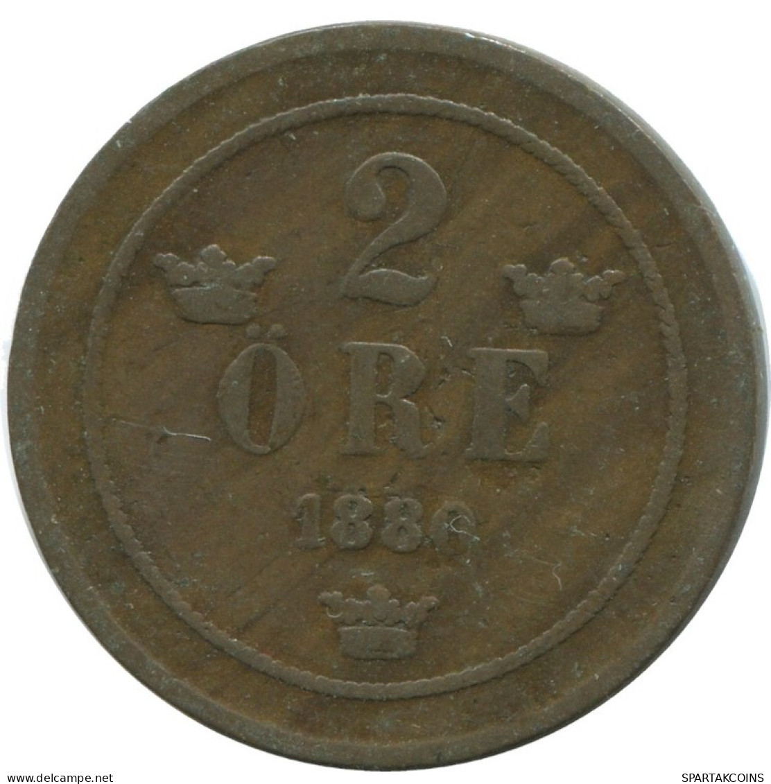 2 ORE 1880 SUECIA SWEDEN Moneda #AD010.2.E.A - Suède