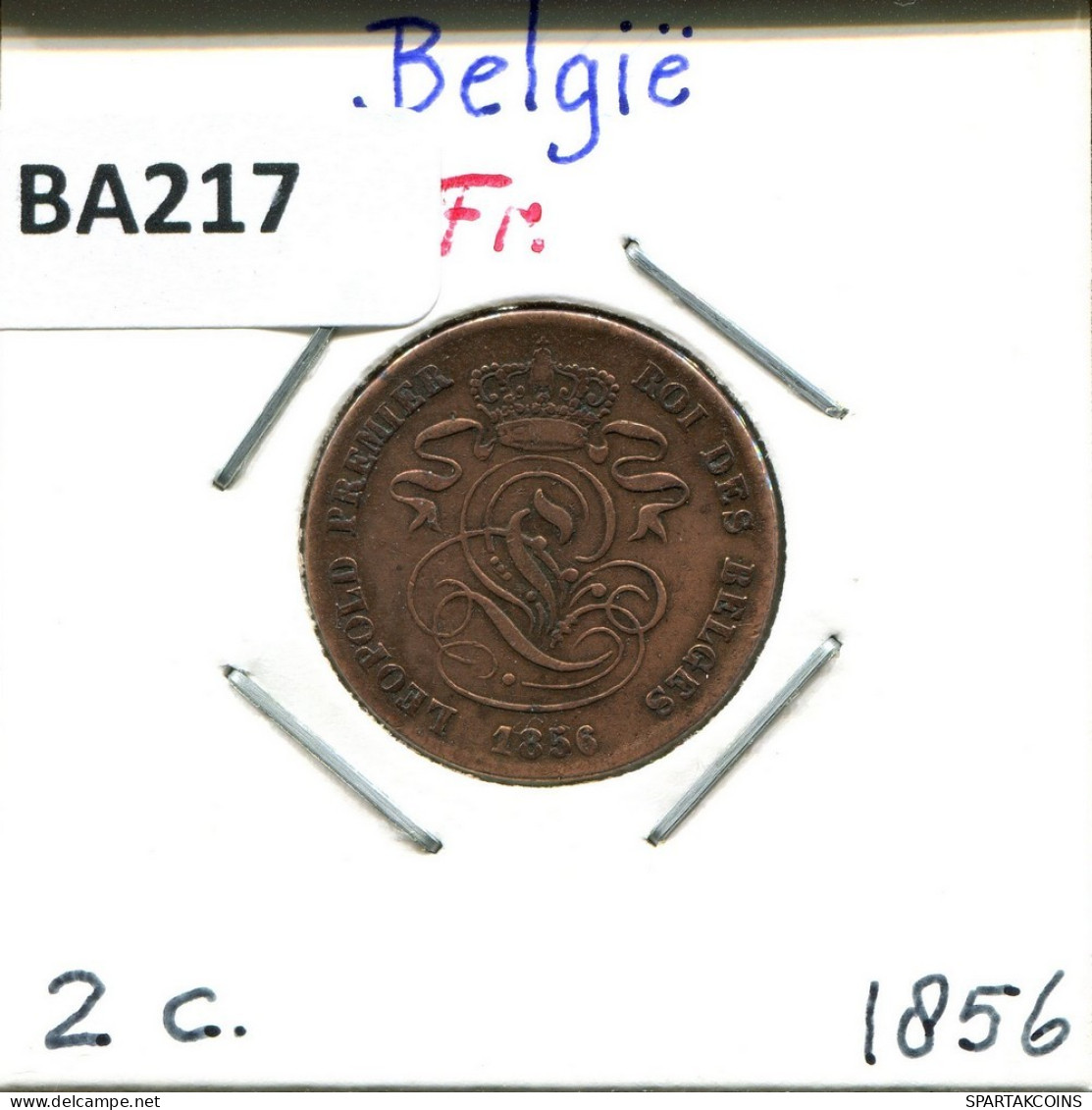 2 CENTIMES 1856 FRENCH Text BÉLGICA BELGIUM Moneda #BA217.E.A - 2 Centimes
