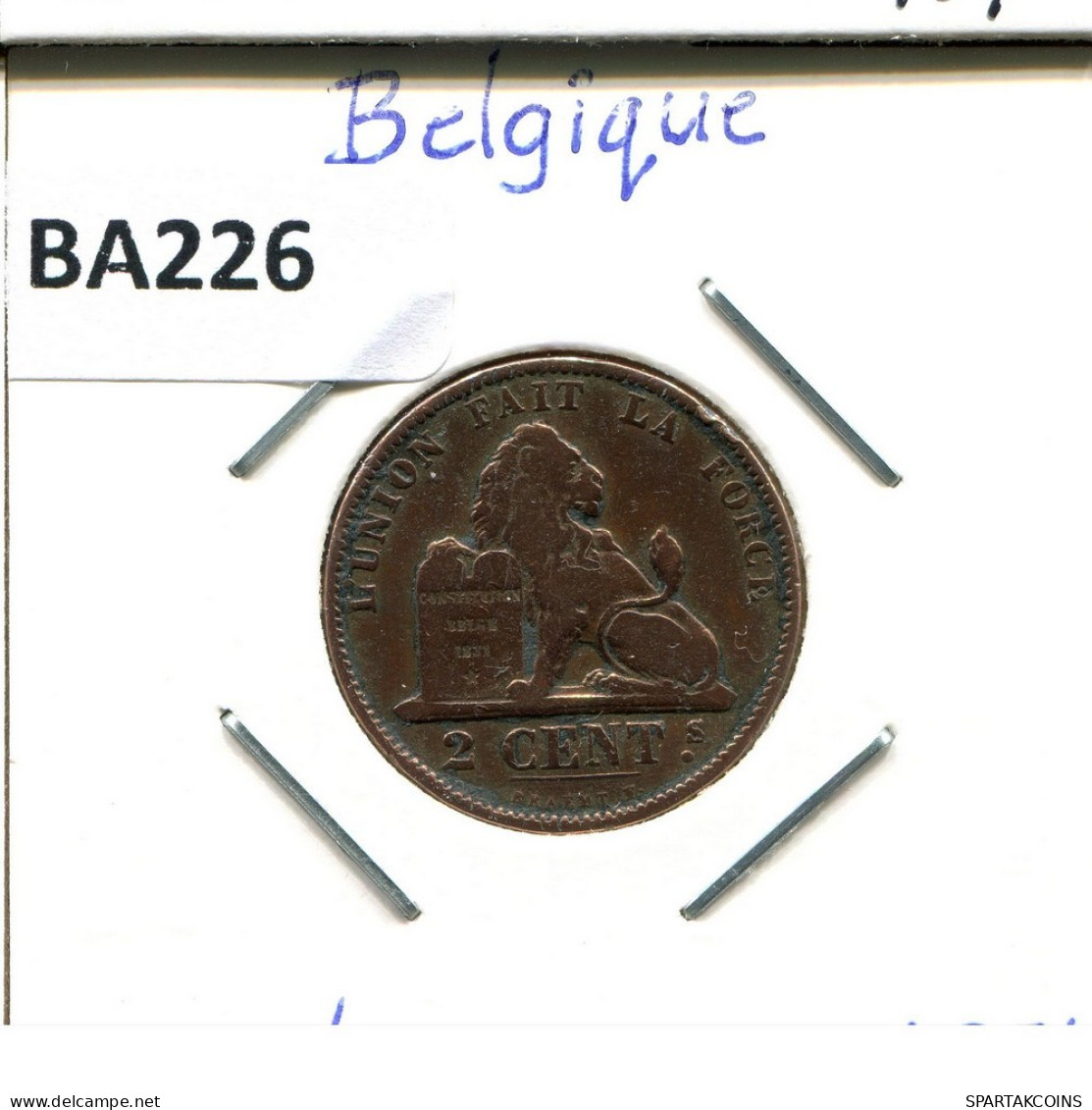 2 CENTIMES 1874 FRENCH Text BÉLGICA BELGIUM Moneda #BA226.E.A - 2 Cent