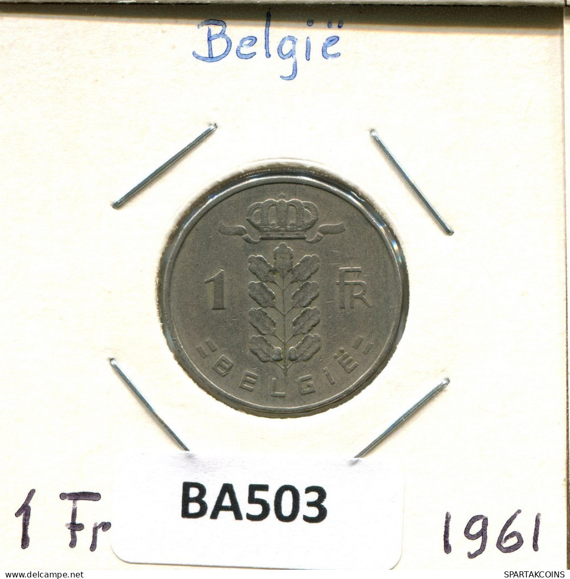 1 FRANC 1961 DUTCH Text BELGIQUE BELGIUM Pièce #BA503.F.A - 1 Franc