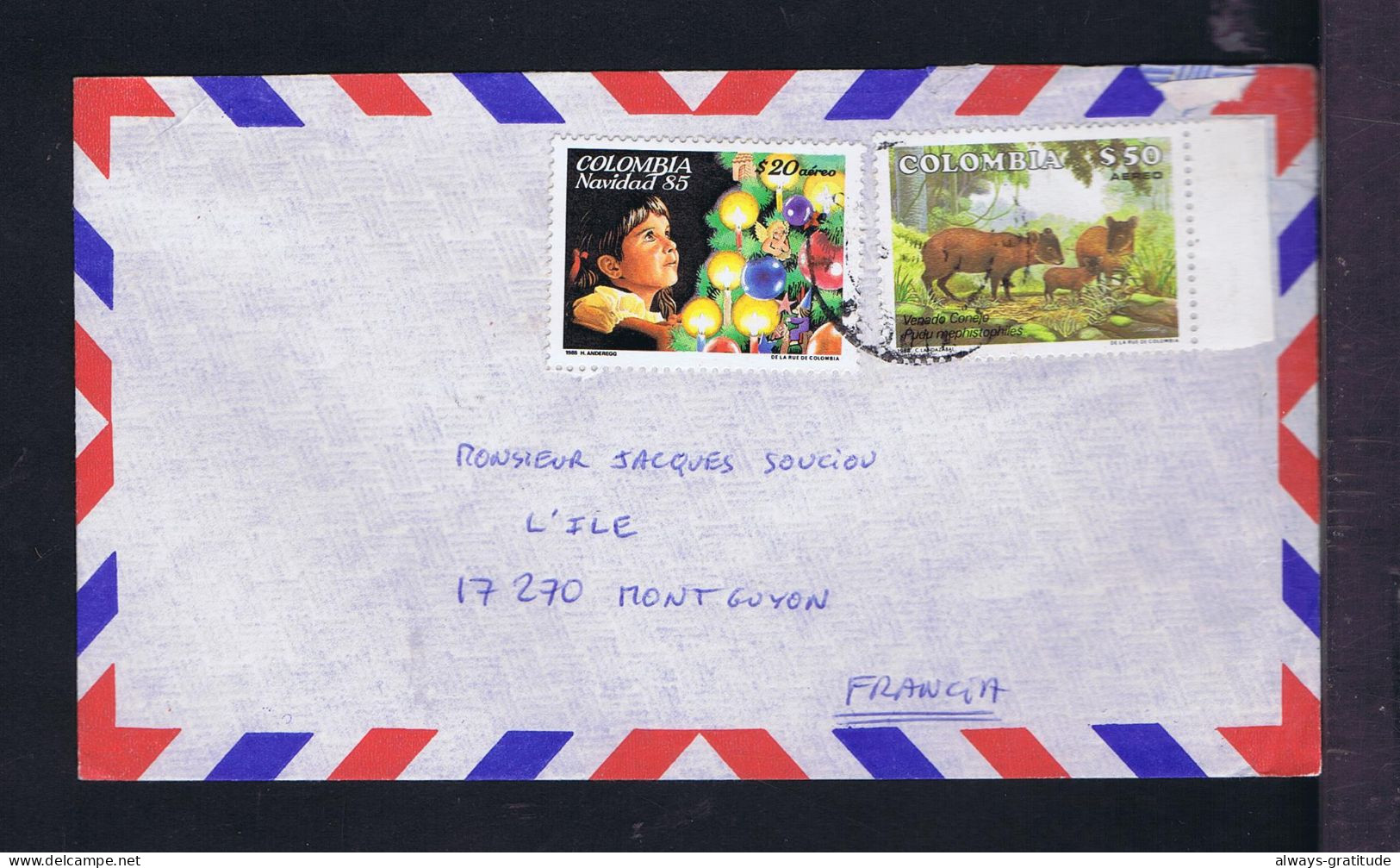 Sp10511 COLOMBIA Noel Christmas 85 Faune Sauvage Animals Mailed FR - Otros & Sin Clasificación