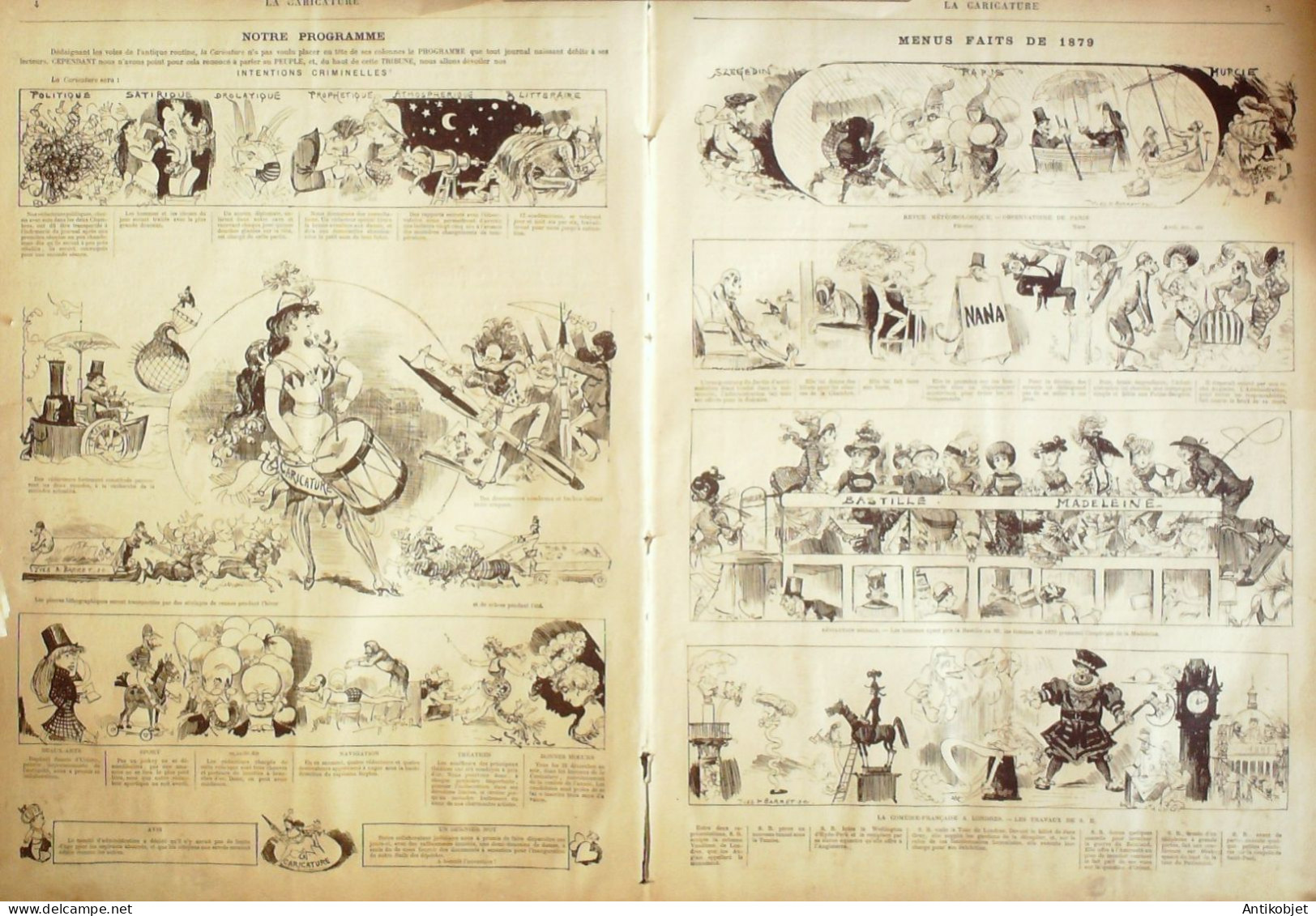 La Caricature 1880 N°  1 Nana Revue & Banditas De Sierra De Murcia Rodiba Barret - Magazines - Before 1900