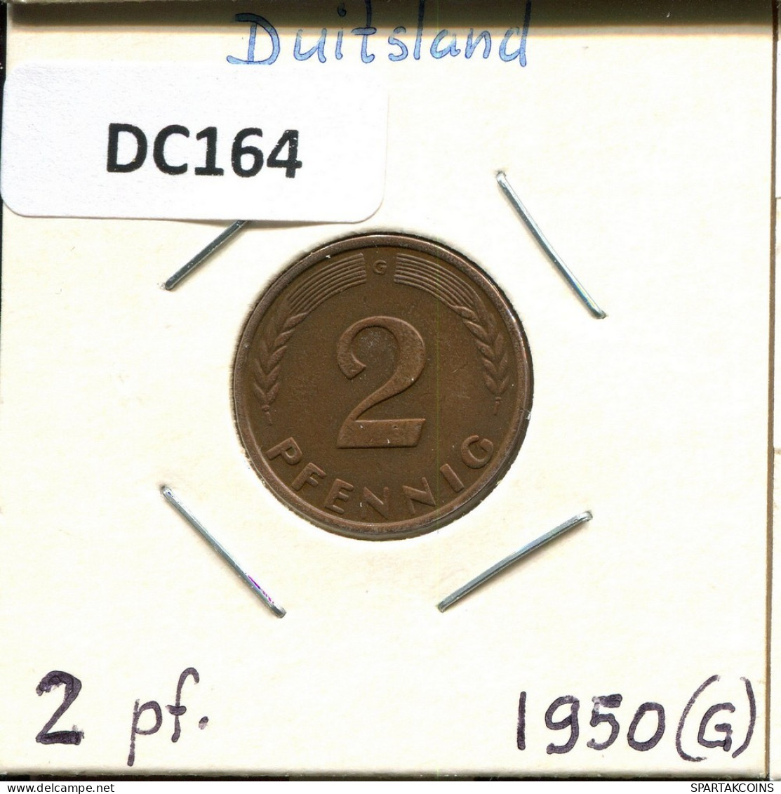 2 PFENNIG 1950 G BRD ALEMANIA Moneda GERMANY #DC164.E.A - 2 Pfennig