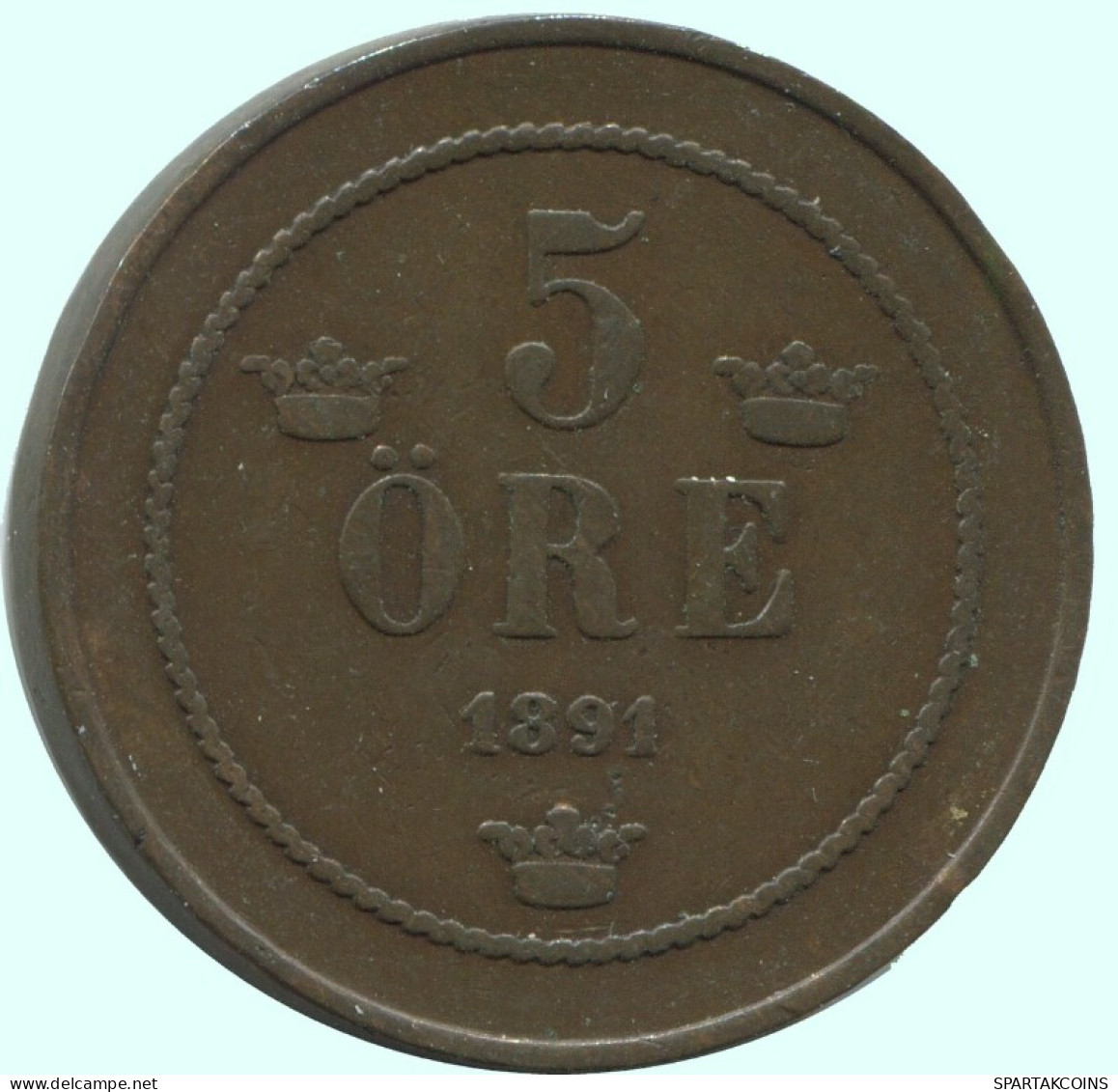 5 ORE 1891 SWEDEN Coin #AC649.2.U.A - Svezia
