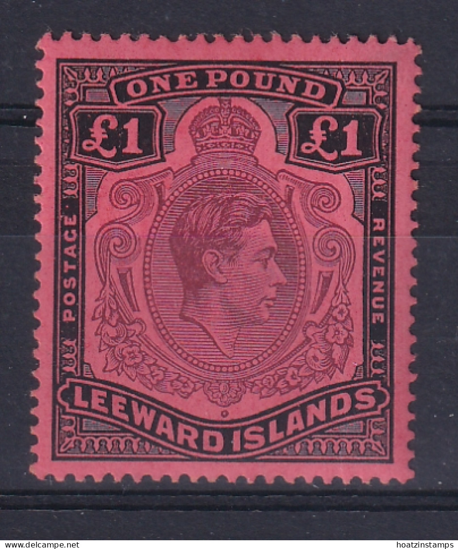 Leeward Is.: 1938/51   KGVI   SG114b    £1   Brown-purple & Black/salmon  MNH - Leeward  Islands