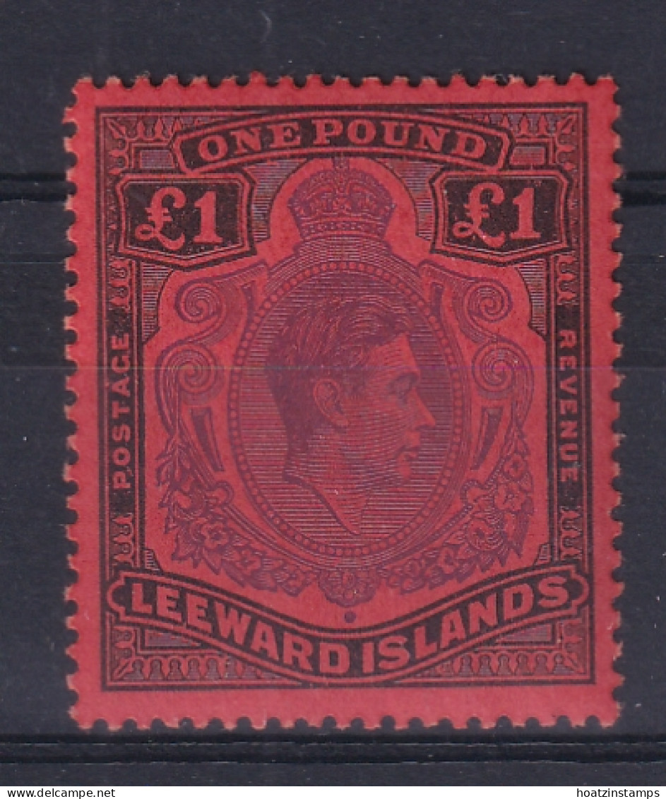 Leeward Is.: 1938/51   KGVI   SG114c    £1   Violet & Black/scarlet  [Perf: 13]  MNH - Leeward  Islands