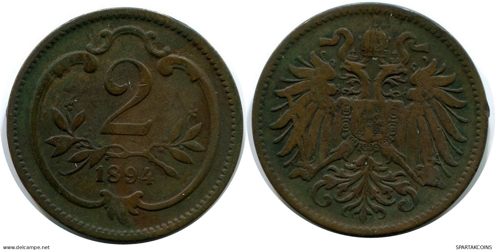 2 PFENNIG 1894 AUSTRIA Coin #AW949.U.A - Austria