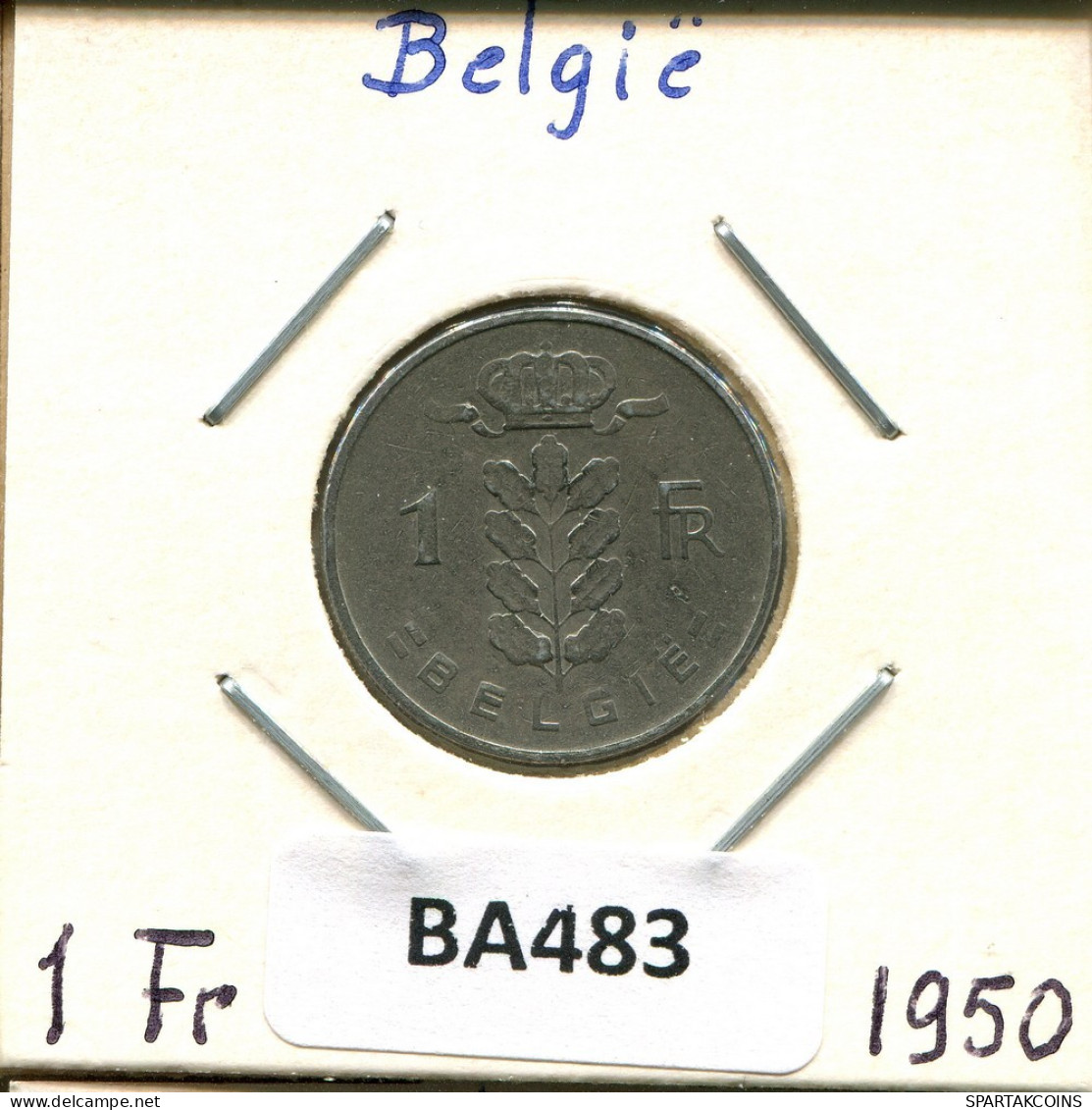 1 FRANC 1950 DUTCH Text BELGIQUE BELGIUM Pièce #BA483.F.A - 1 Franc