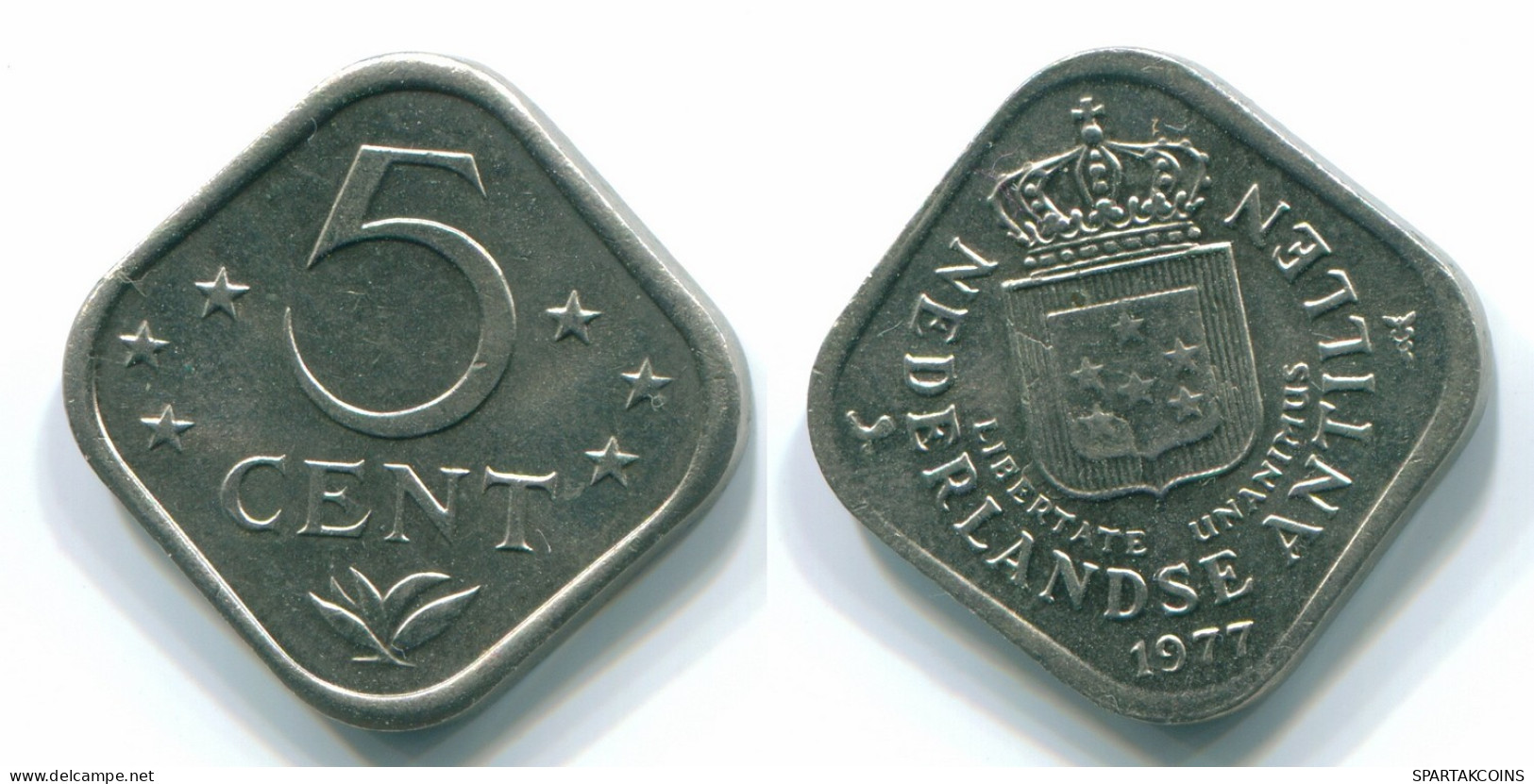5 CENTS 1977 ANTILLES NÉERLANDAISES Nickel Colonial Pièce #S12277.F.A - Antilles Néerlandaises