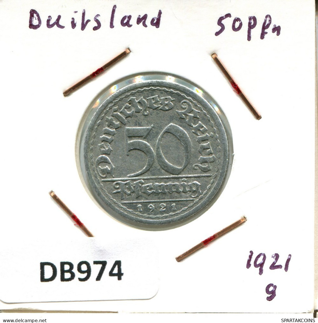 50 PFENNIG 1921 G ALEMANIA Moneda GERMANY #DB974.E.A - 50 Renten- & 50 Reichspfennig