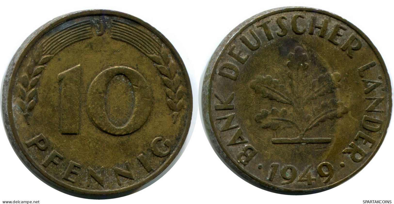10 PFENNIG 1949 J WEST & UNIFIED GERMANY Coin #AW975.U.A - 10 Pfennig