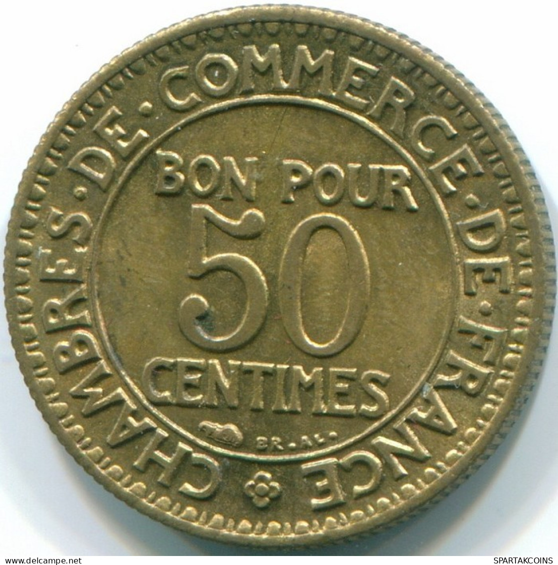 50 CENTIMES 1922 FRANCE Coin COMMERCE CHAMBER AUNC #FR1192.12.U.A - 50 Centimes